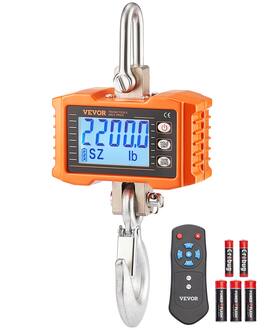 VEVOR - Digital Crane Scale, 2200 lbs/1000 kg, Industrial Heavy Duty Hanging Scale with Remote Control, Cast Aluminum Case - Orange