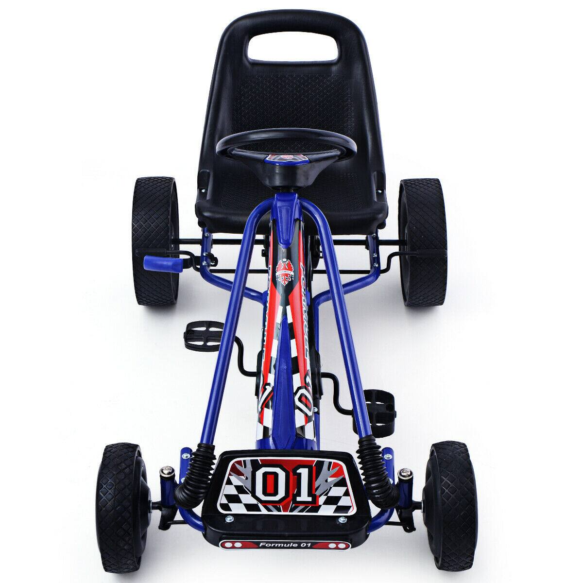 Alt View 6. Costway - Costway 4 Wheels Kids Ride On Pedal Powered Bike Go Kart Racer Car Outdoor Play Toy - Blue.