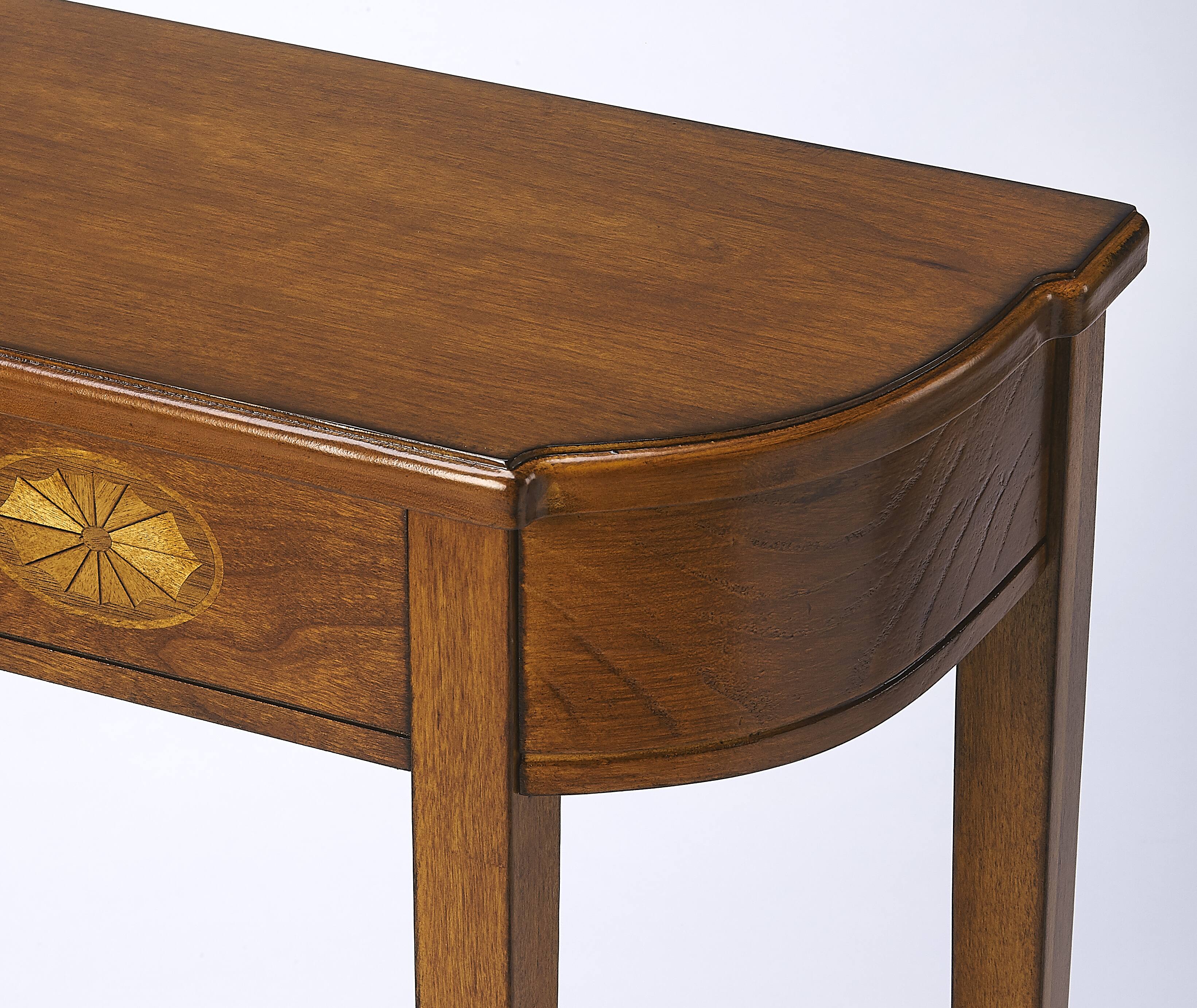 Alt View 4. Butler Specialty - Wendell 17.5 in. W Demilune Wood Console Table with Lower Open Shelf - Medium Brown.