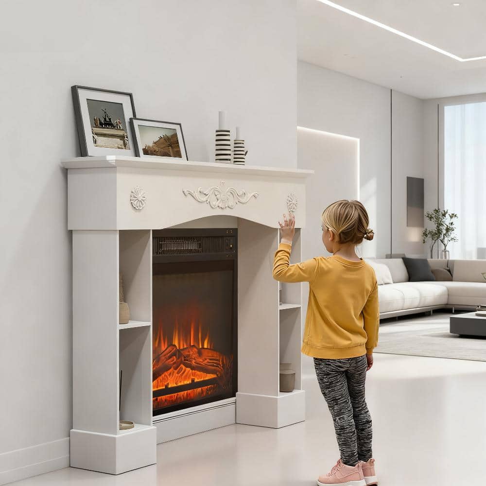 TinyHomie - Freestanding Fireplace Surround with Leg for Electric Fireplaces