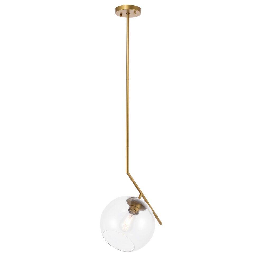 Alt View 3. Living District - Ryland 1 Light Brass And Clear Glass Pendant - Brass And Clear Glass.
