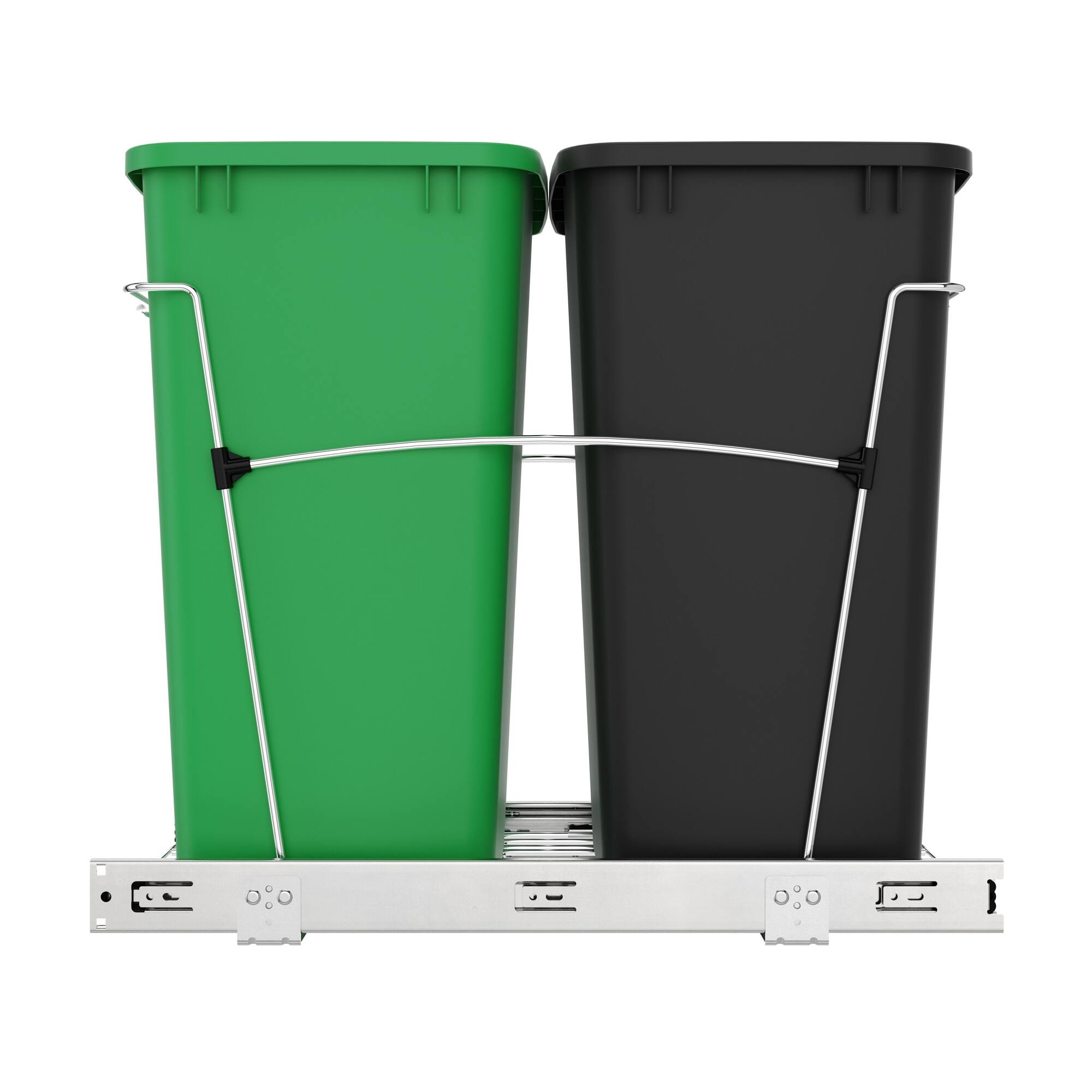Alt View 7. Rev-A-Shelf - Rev-A-Shelf Double Pullout Trash Can 35 qt. for Kitchen, RV-18KD-1918C-S - Black & Green.