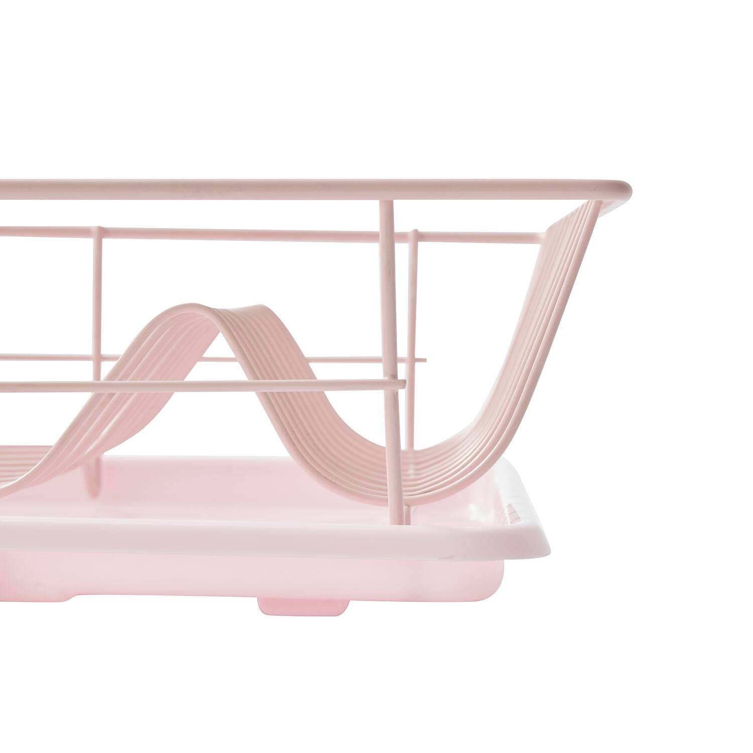 Alt View 1. Sweet Home Collection - Steel 3-Piece Large Countertop Dish Drainer with Drain Board & Utensil Holder - Pale Pink.