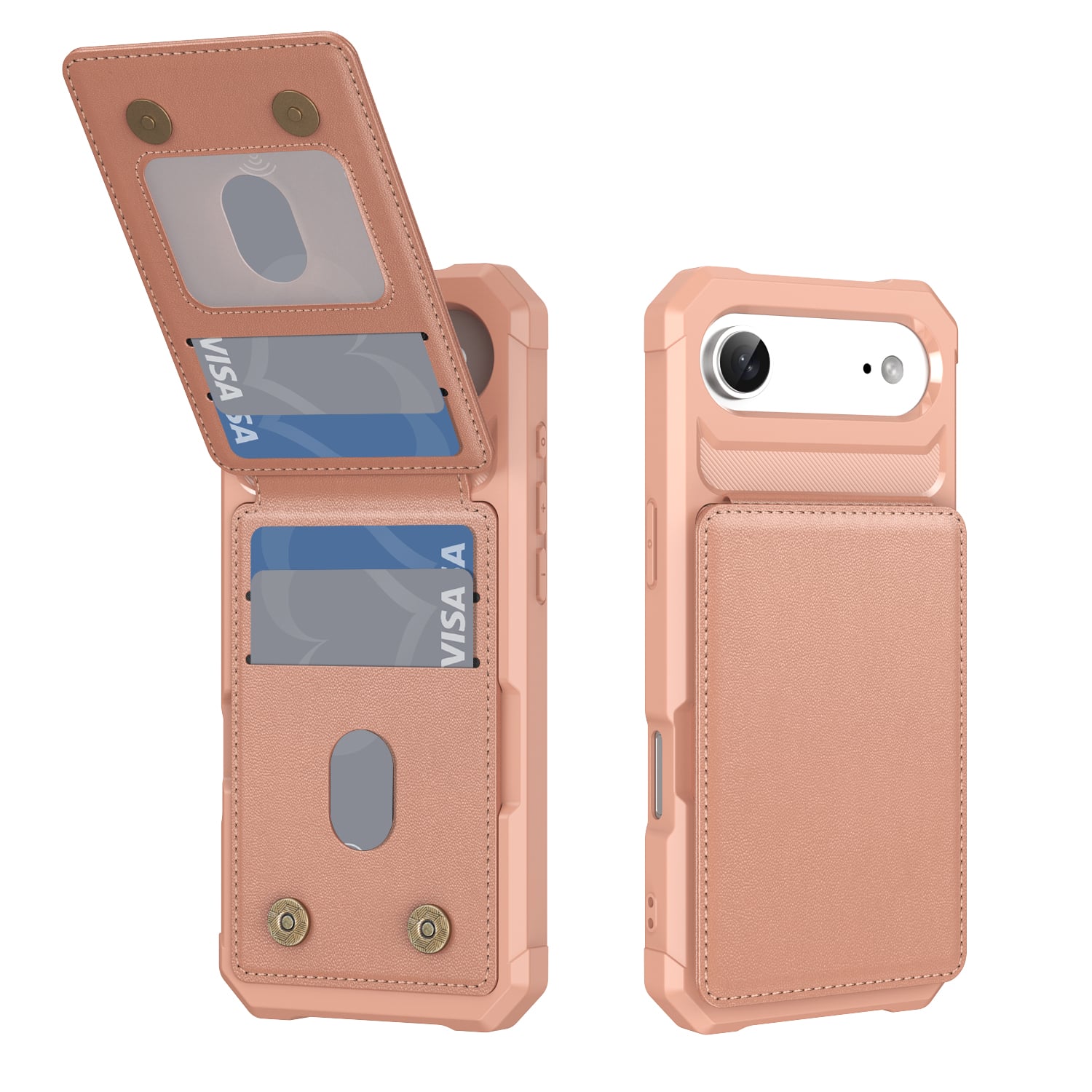 Dteck - Magnetic Closure Credit Card Holder Slots Stand Function Rugged Wallet Case For Apple iPhone Air - Rosegold
