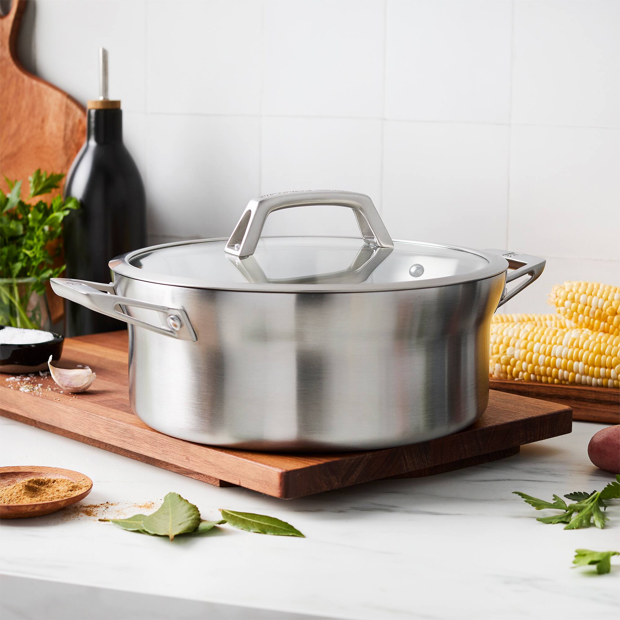 Alt View 3. ZWILLING - ZWILLING Motion Stainless Steel 5-qt Stainless Steel  Dutch Oven with Lid - Stainless Steel.