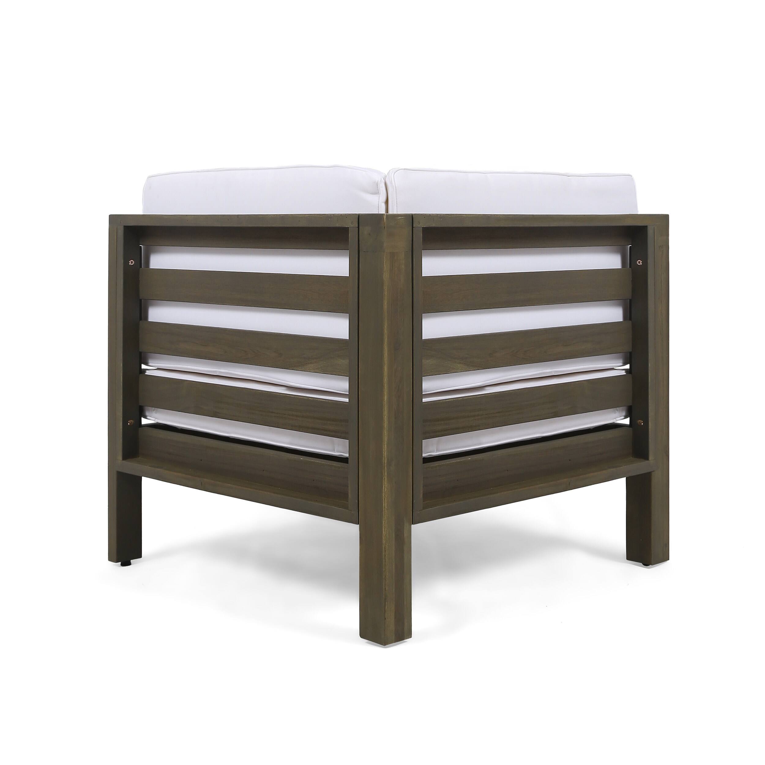 Alt View 8. Siljoy - OANA OUTDOOR WOODEN SECTIONAL SET WITH CUSHIONS, WHITE - White.