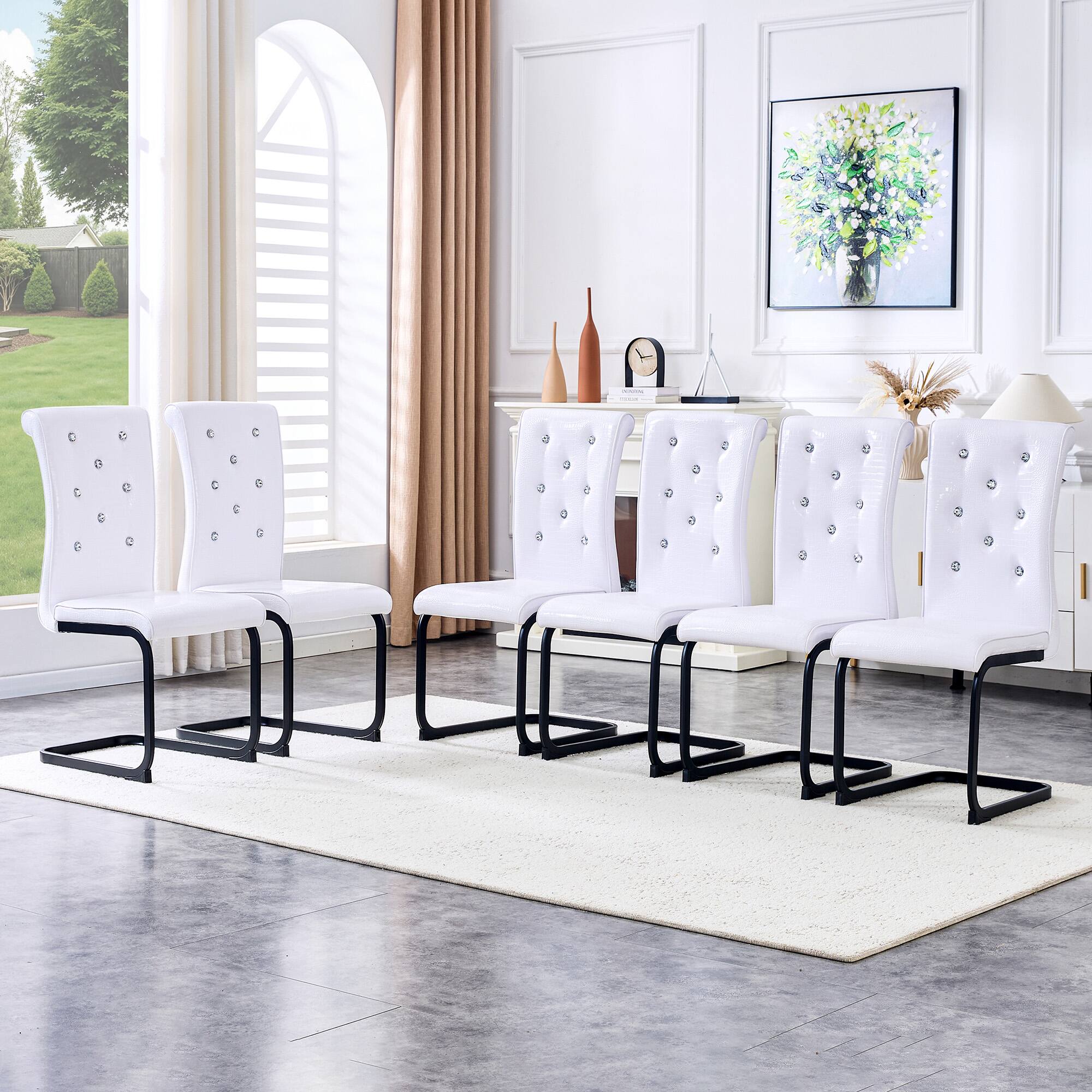 Alt View 1. Loheer - Set of 2 Retro Faux Leather Dining Chairs 1.37 x 1.87 x 3.3 ft - White.