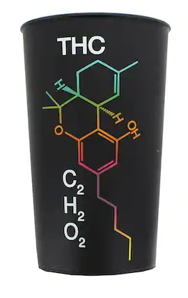 Front. Just Funky - THC Chemical Symbol Stadium Cup - Black.