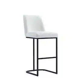 Manhattan Comfort - Serena Modern Metal Upholstered Barstool - White