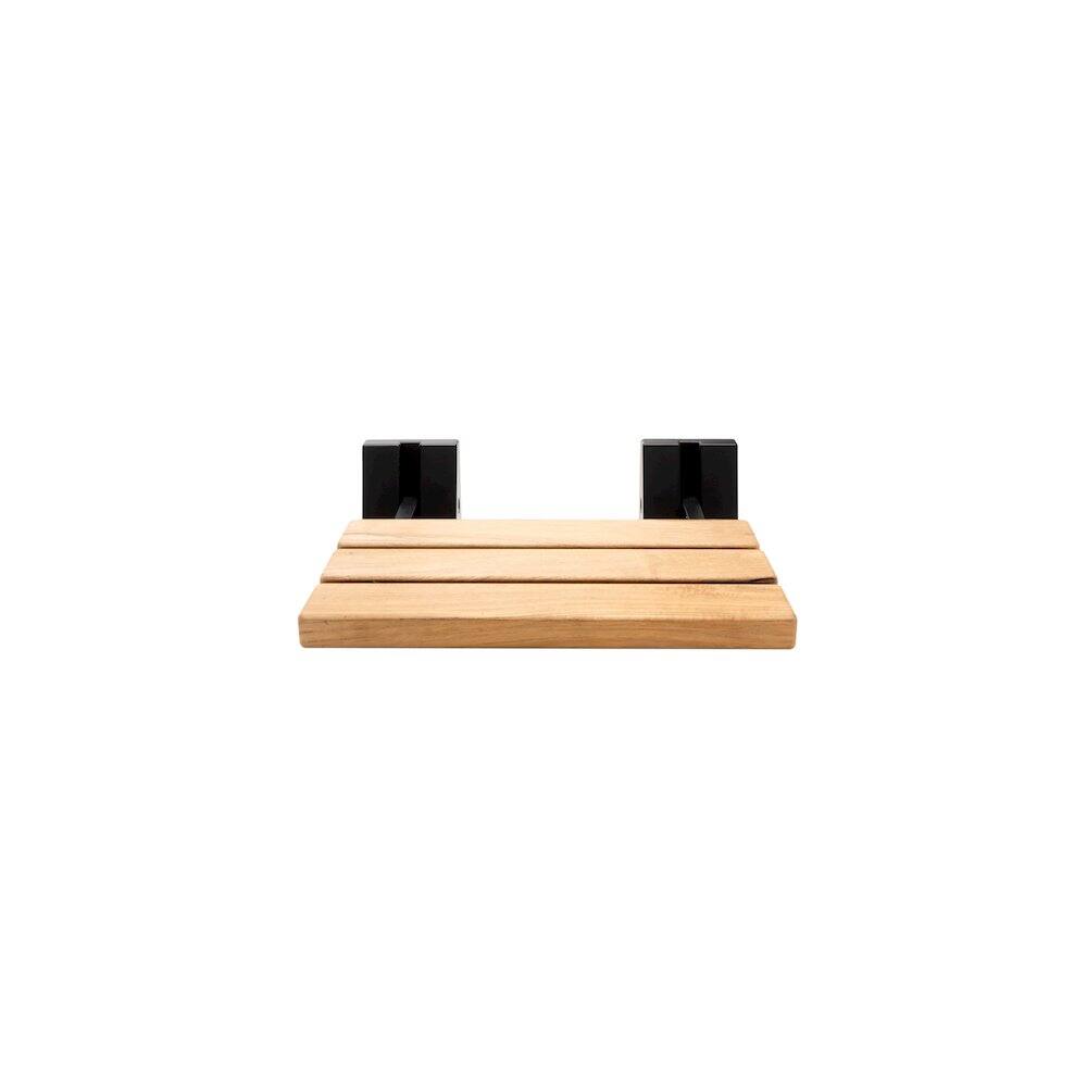 Alt View 1. Alfi - Black Matte 16" Wide Foldable Teak Shower Seat with Square Hardware - Brown.