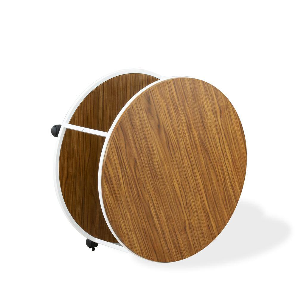 Angle. East West Furniture - Harley Round Coffee Table for Living Room, Mid Century Modern Coffee Table - Brown.