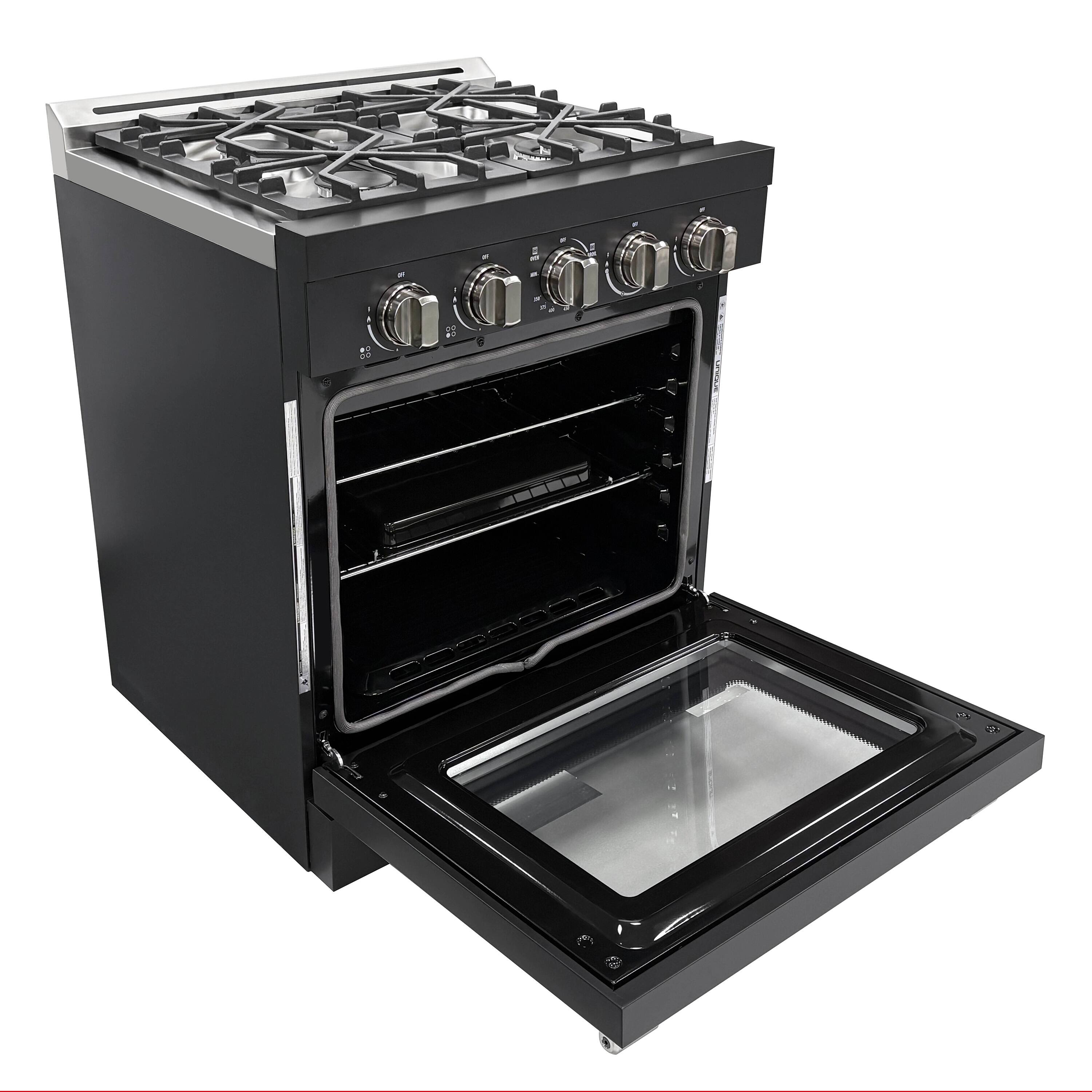 Alt View 3. Unique Appliances - Off-Grid 30 in. Wide 4 Burner 5.1 Cu. Ft. Freestanding LP Gas Range with Waist-High Broiler and Manual Clean - Black.