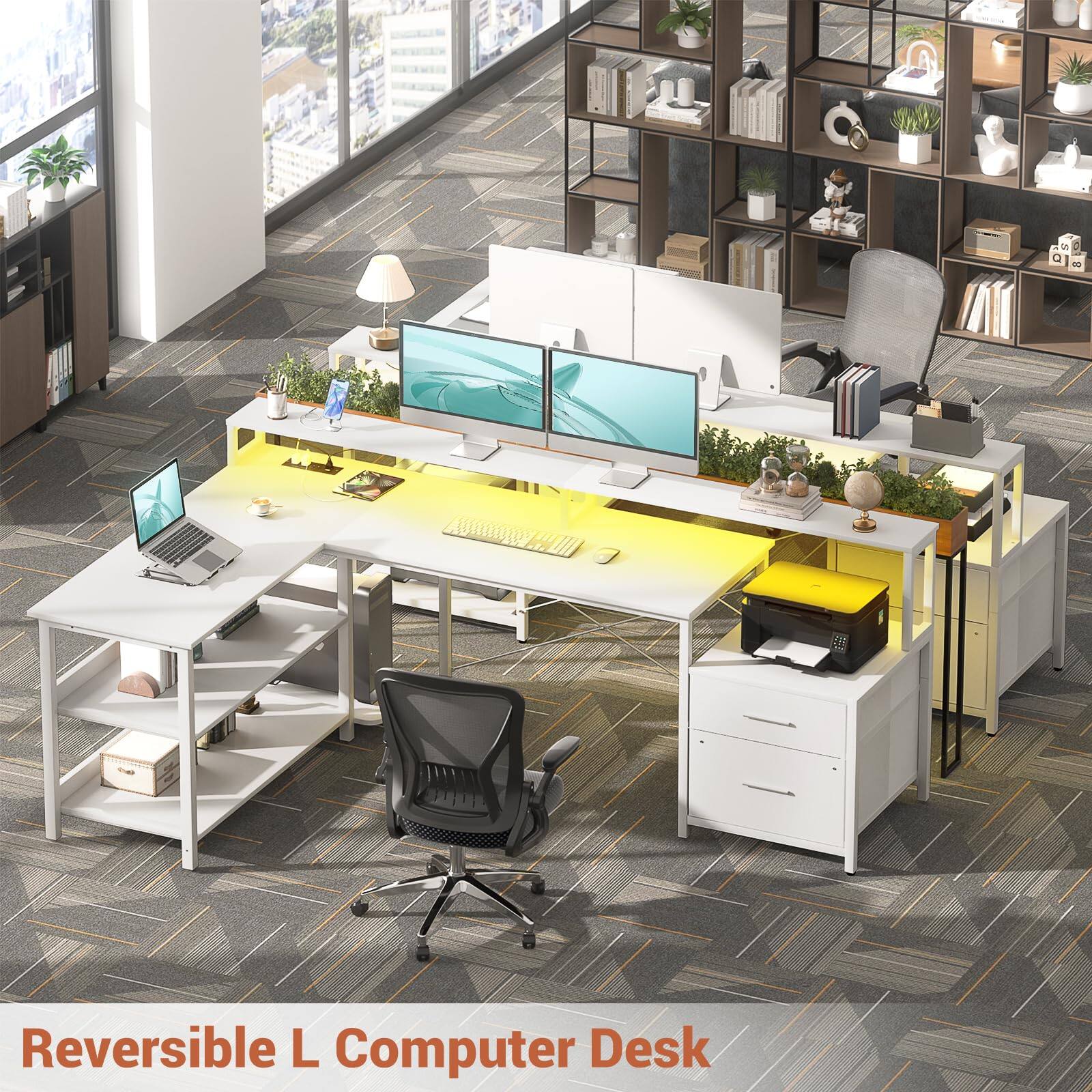 Reversible L Computer Desk