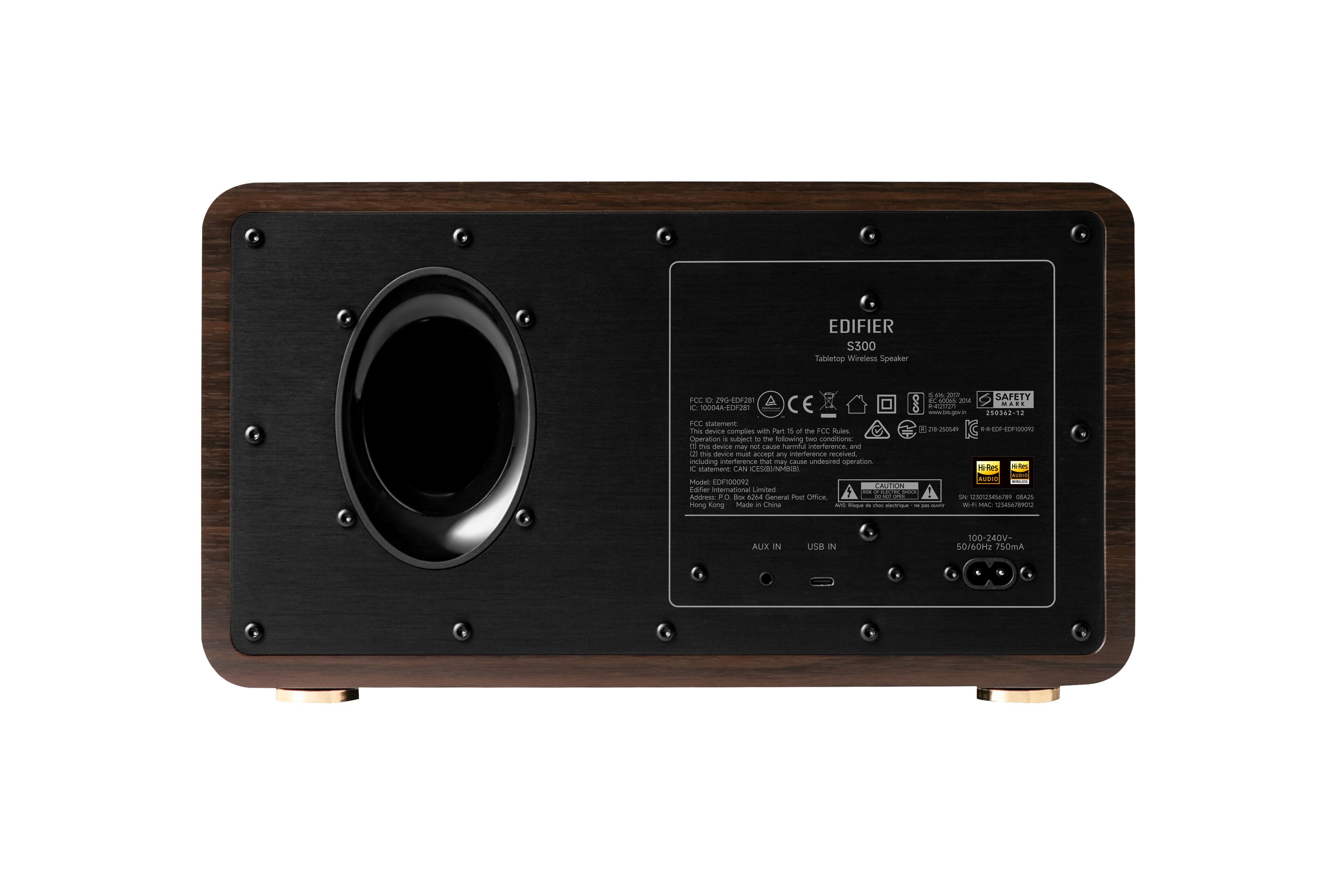 EDIFIER S300 Tabletop Wireless Speaker - 5M - SAPPTY FCC C 2H-EDF28 add 216 100O4A-EDP281 CE OO CaTTORN ... 50342-10 FCC statement This device complies with Part 3 - the FCC Rules 2 noE o00 du 10 Oipenation in subject 5O the following TeC conona m nuire gum - ae harmoudl aveahass an this odee m aom any interference received including interference that may cause apuration K CAN ICESUNHE HRes - Matemmave I AUDIo Midel EDF1000R2 CAUTION Editer International Limited N Address PO Box 6024 General Post Office 3 REMMDD OBAIS Hong Kong Made in China - - - - - - i w MAC US4S/eR AUIX IN LR I 100-240V- SMOHP JSOmA