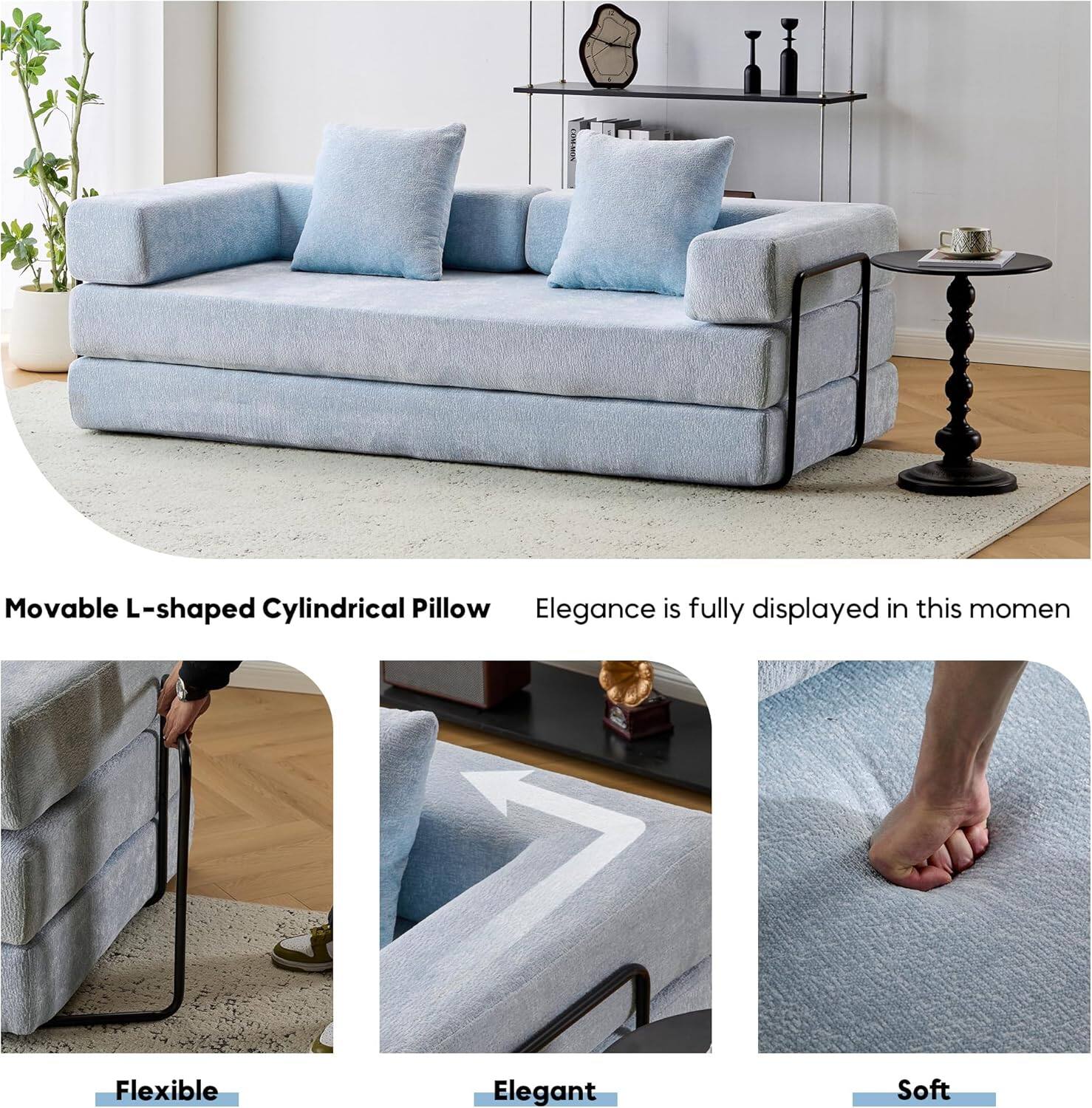 Movable L-shaped Cylindrical Pillow  
Elegance is fully displayed in this moment  

Flexible  
Elegant  
Soft