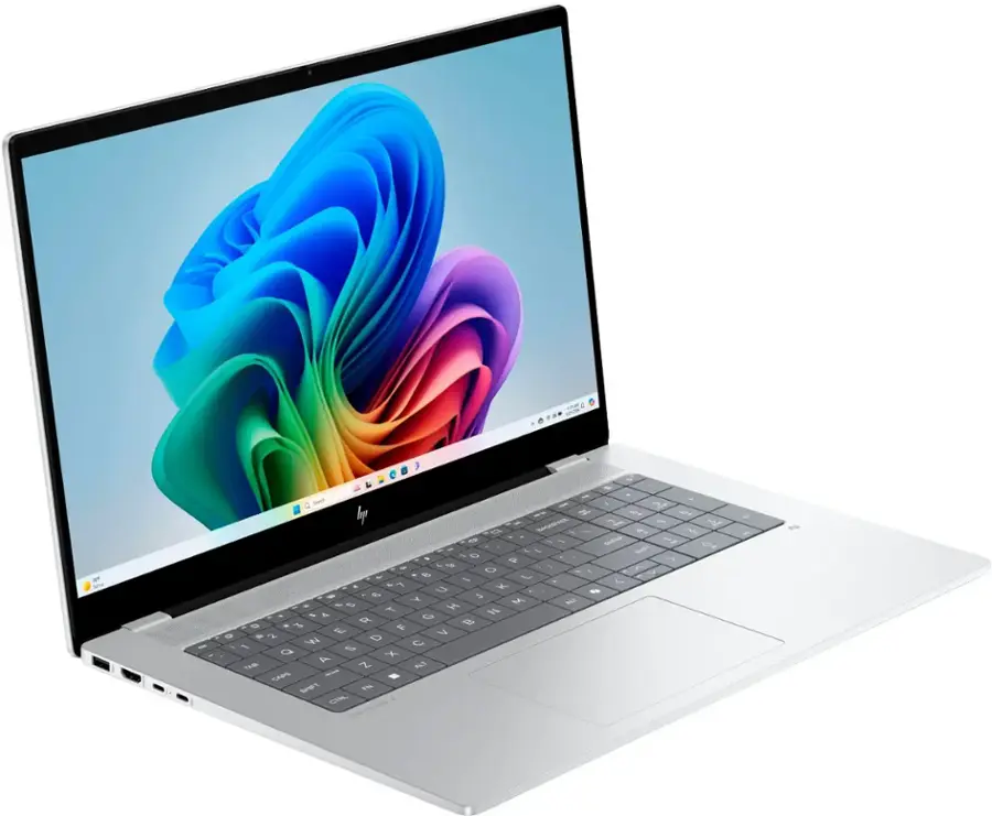 I'm sorry, but the text on the image does not seem to be related to the content of the image. The image features a laptop computer with a colorful screen saver displayed. The text on the image is not grouped or corrected, as it is not related to the laptop or the screen saver.