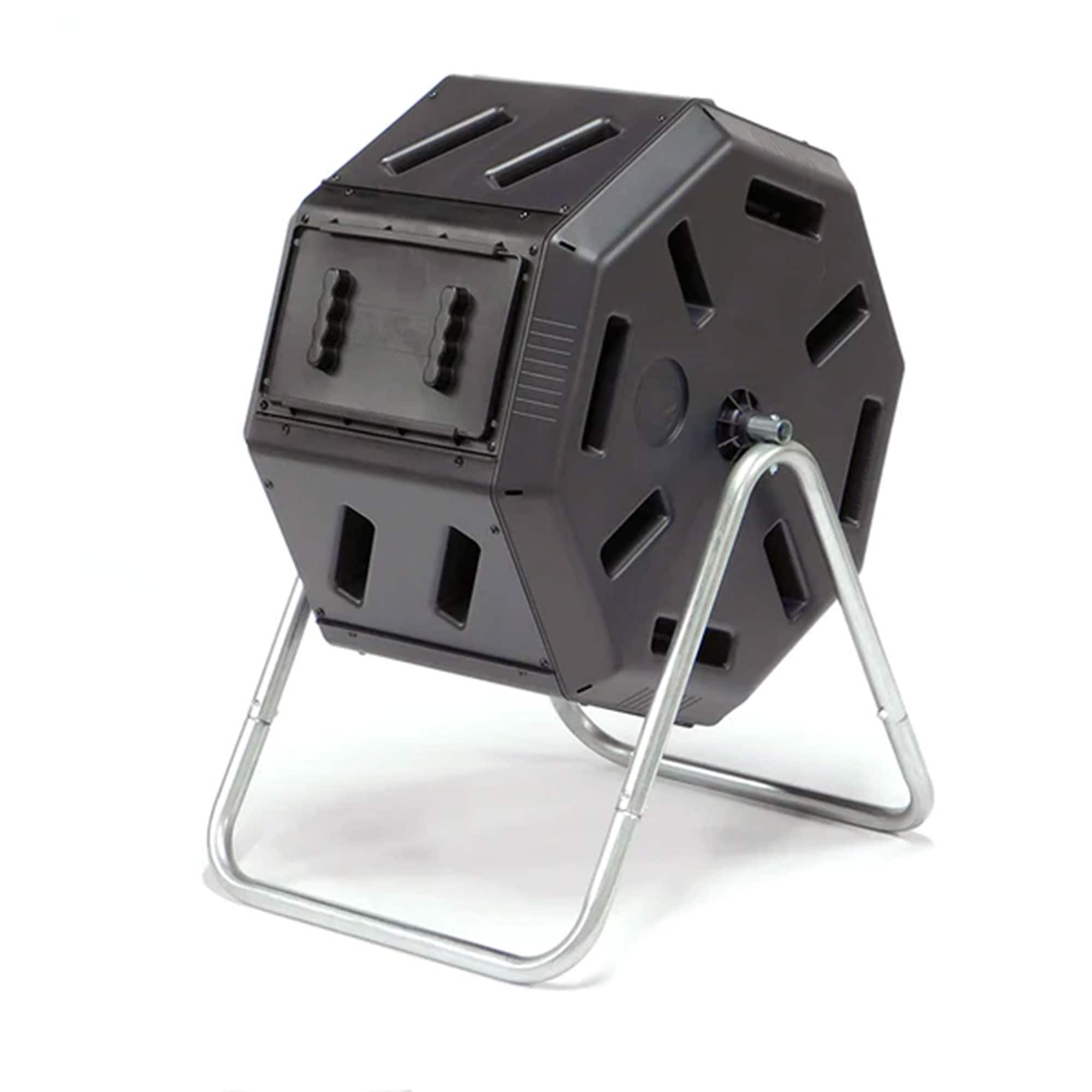 Front. FCMP Outdoor - FCMP Outdoor 22.5 Gallon Tumbling Composter Waste Bin with Aeration Holes, Black - Black.