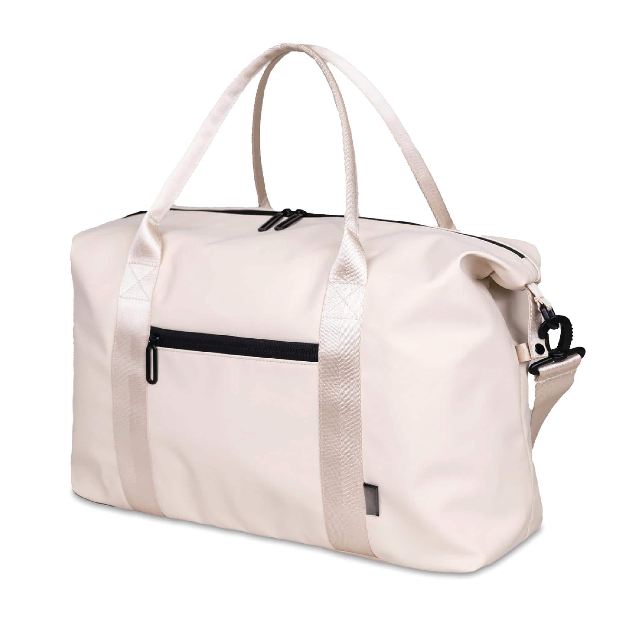 Fabibe - Lola Travel Bag Weekender/overnight Duffel Gym Tote For Women Men pu compartment carry-on large - Cream