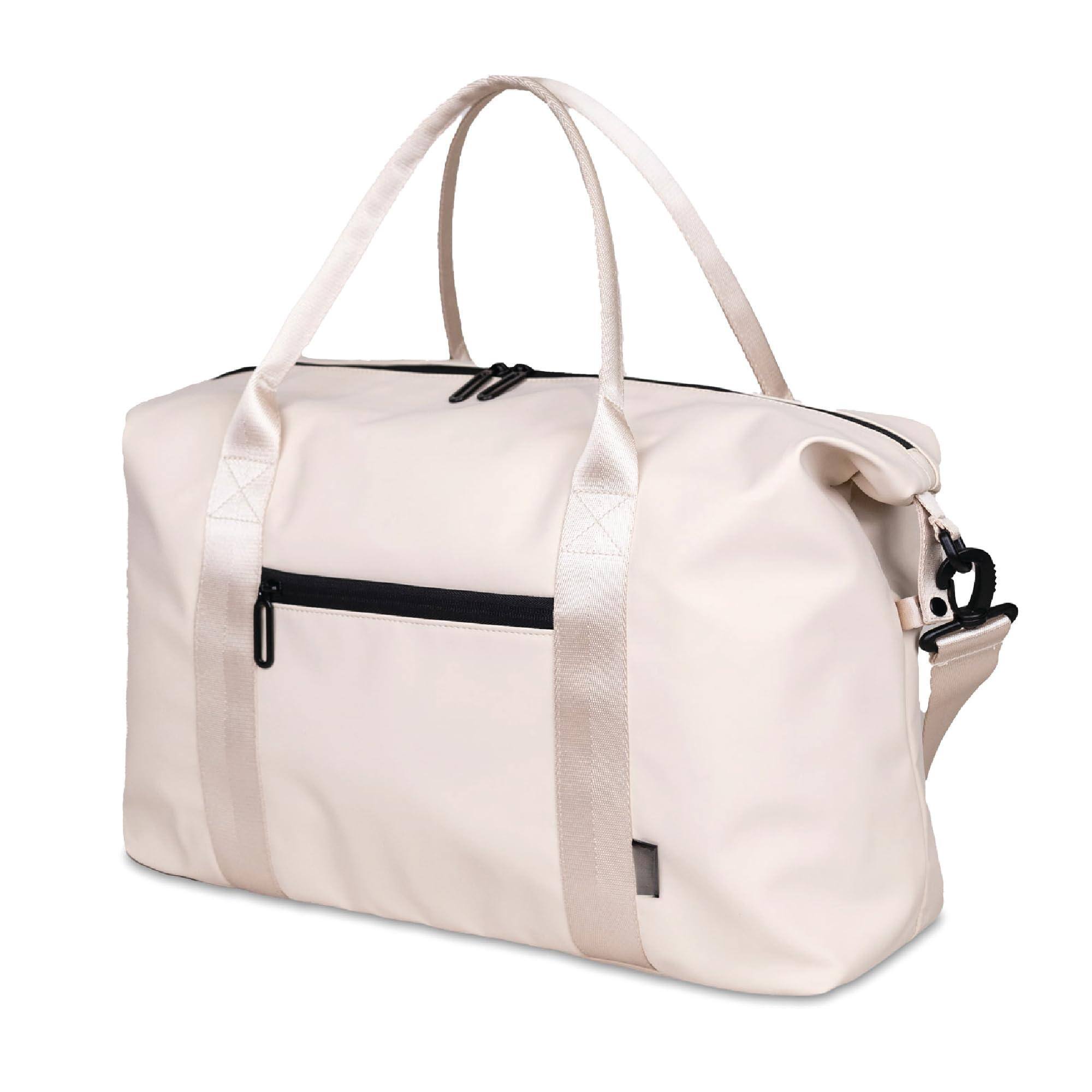 Fabibe - Lola Travel Bag Weekender/overnight Duffel Gym Tote For Women Men pu compartment carry-on large - Cream