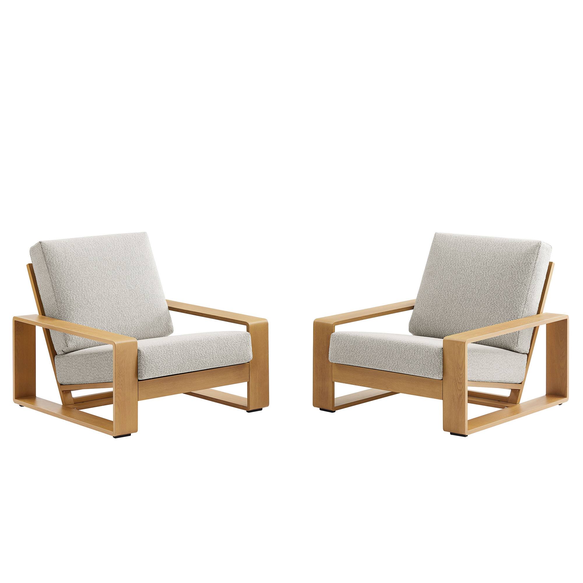 Left. Modway - Lirienne Outdoor Patio Aluminum Faux Wood Armchairs Set of 2 by Modway - Ivory Natural.