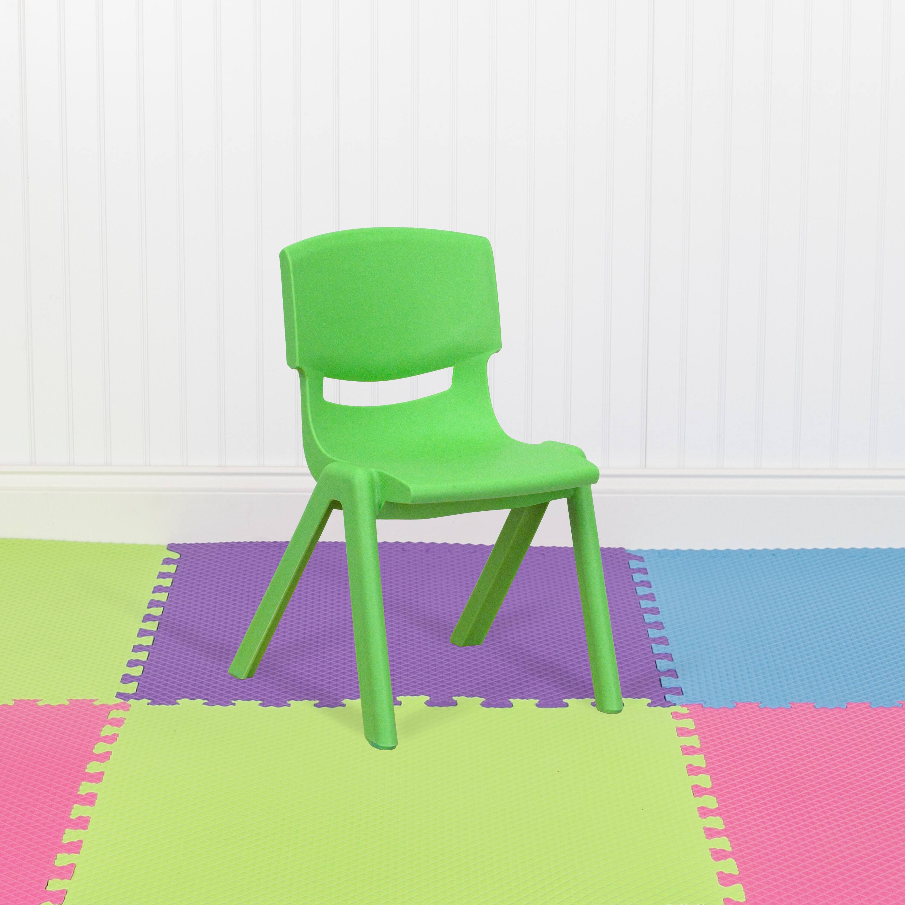 Alt View 2. Emma + Oliver - 10 Pack Plastic Stackable School Chair with 12" Seat Height - Green.