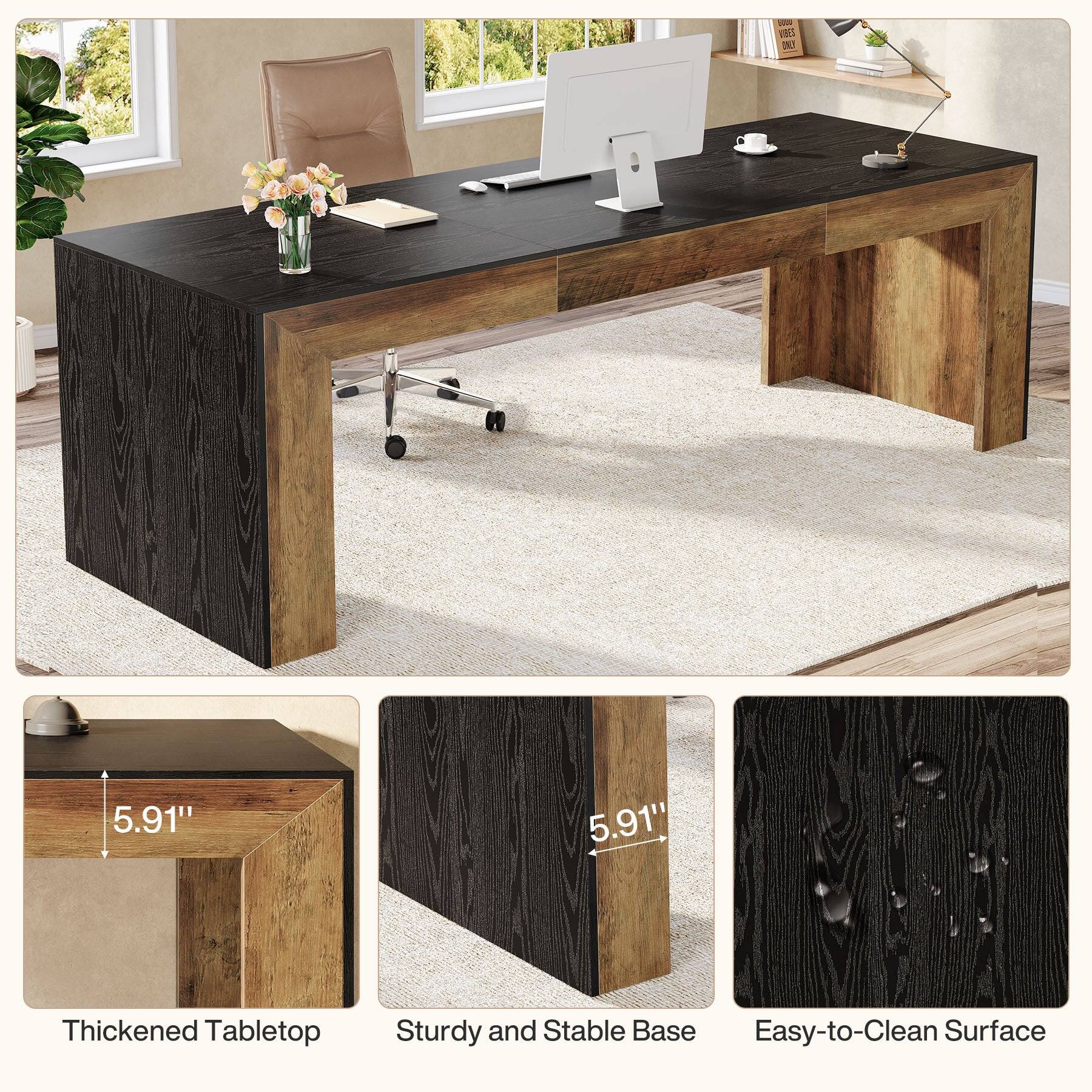 5.91"  
5.91"  
Thickened Tabletop  
Sturdy and Stable Base  
Easy-to-Clean Surface