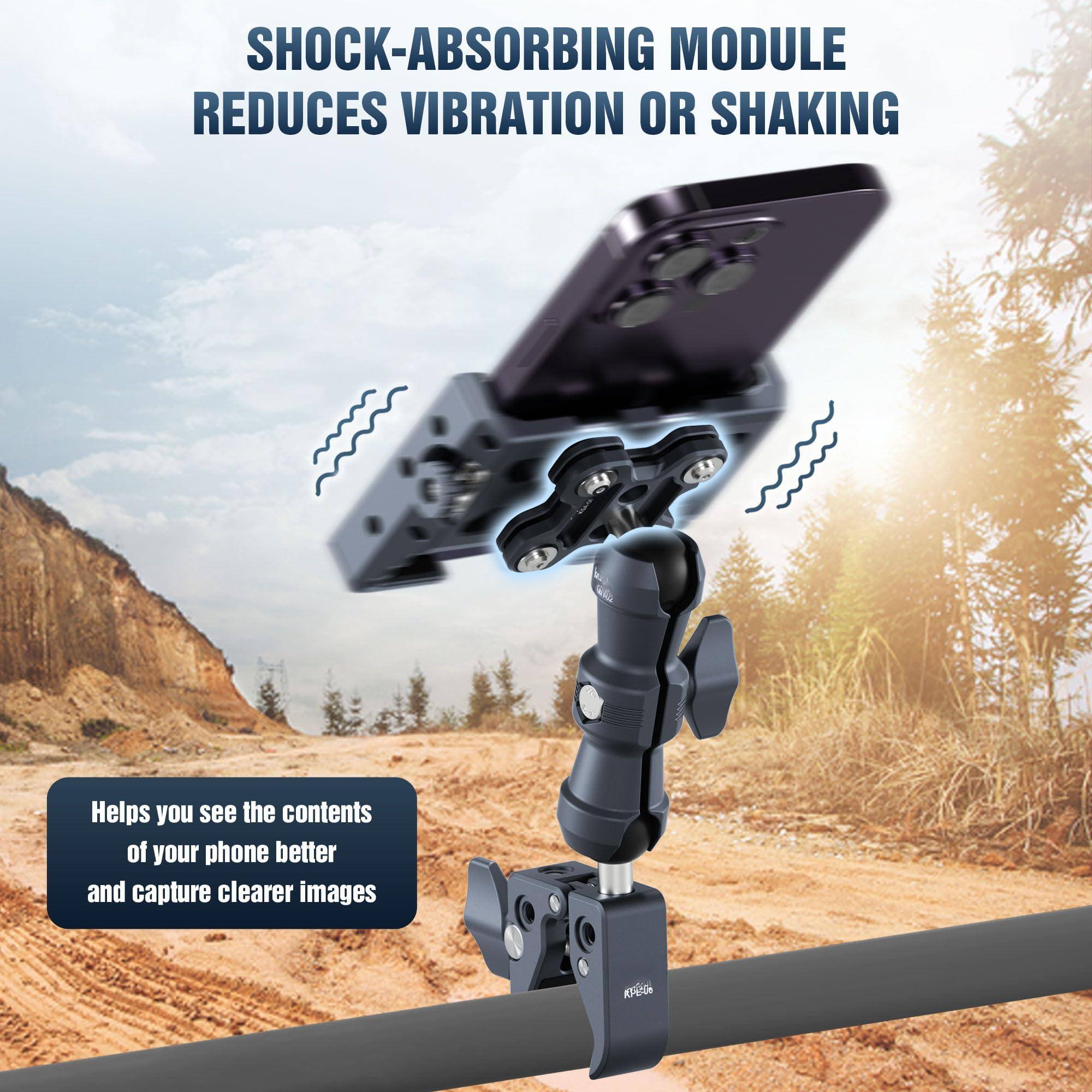 SHOCK-ABSORBING MODULE REDUCES VIBRATION OR SHAKING

Helps you see the contents of your phone better and capture clearer images