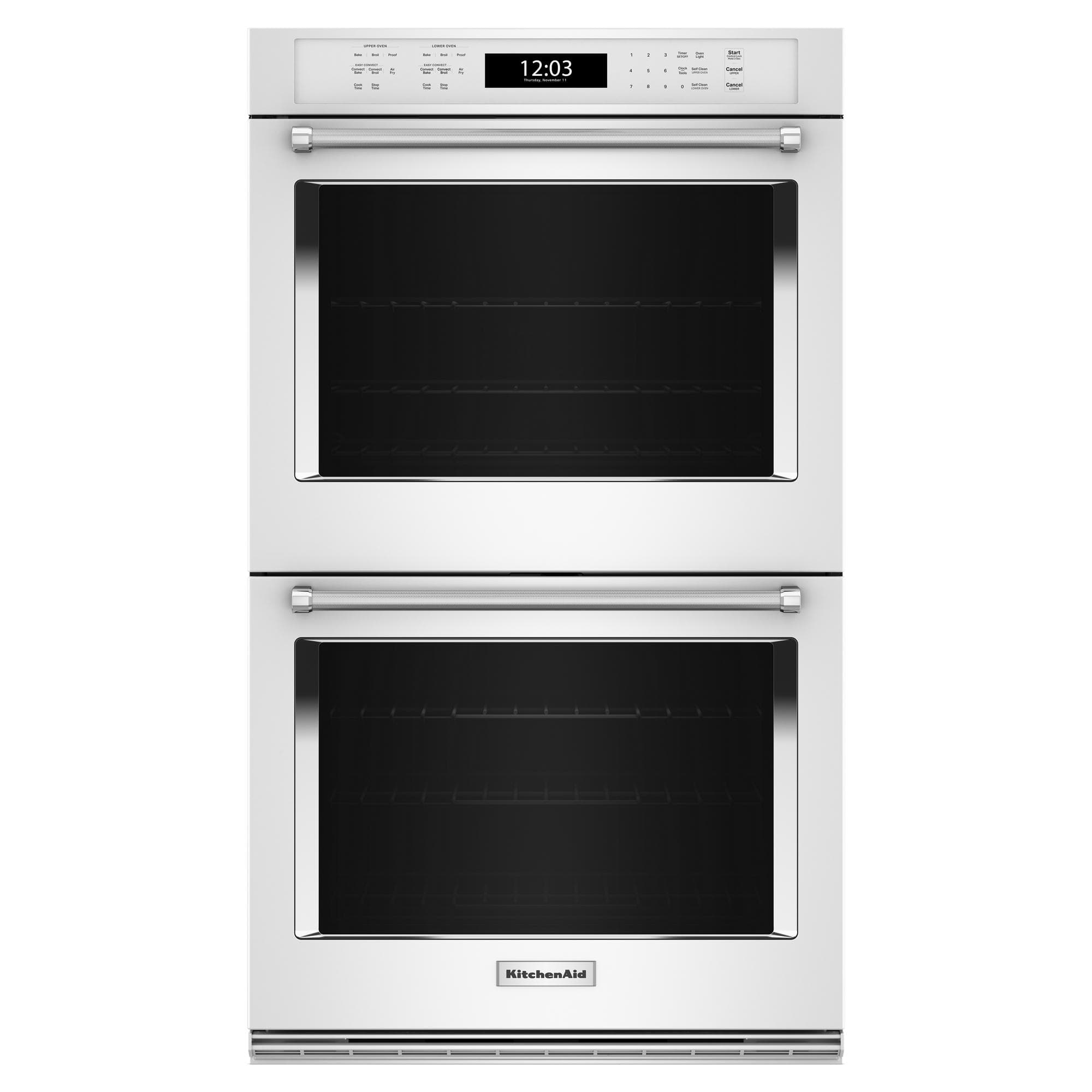 KitchenAid - 30" Built-In Electric Convection Double Wall Oven with Air Fry Mode - White - Front_Zoom