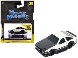 1983 Toyota Sprinter Trueno (AE86) Hood 1/64 Diecast Model Car by Muscle Machines - White with Carbon
