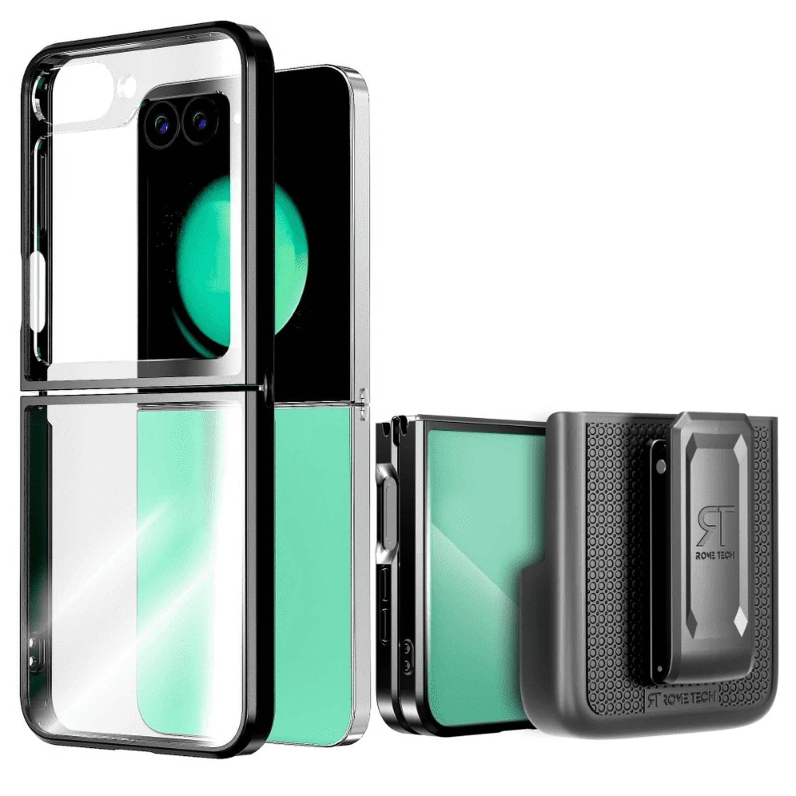 RomeTech - Rome Tech Hybrid Case for Galaxy Z Flip 6 - Clear/Black - Clear / Black