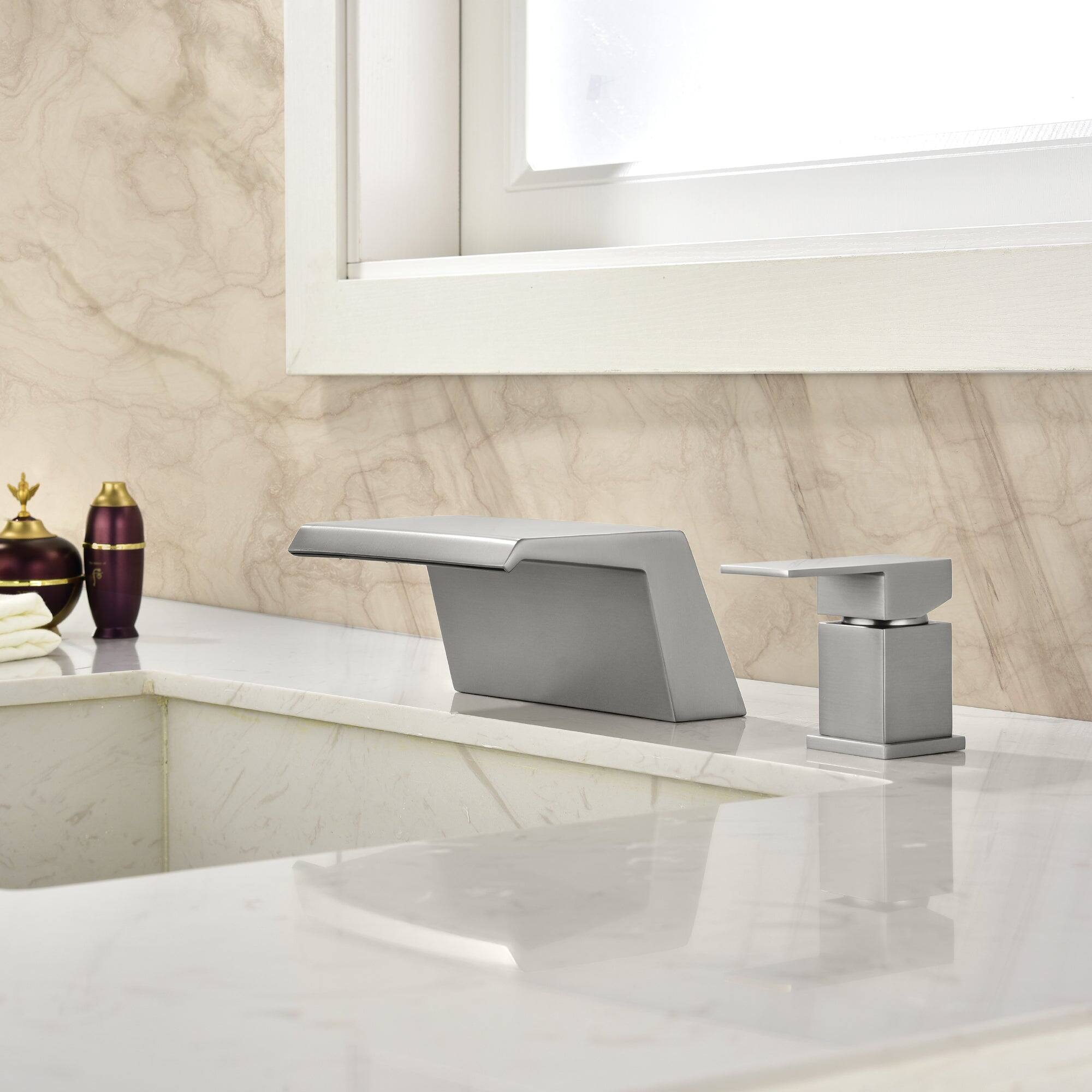 Front. Boyel Living - Brushed Faucet SUS304 18cm Waterfall Spout cUPC Cartridge Single Handle - Brushed Nickel.