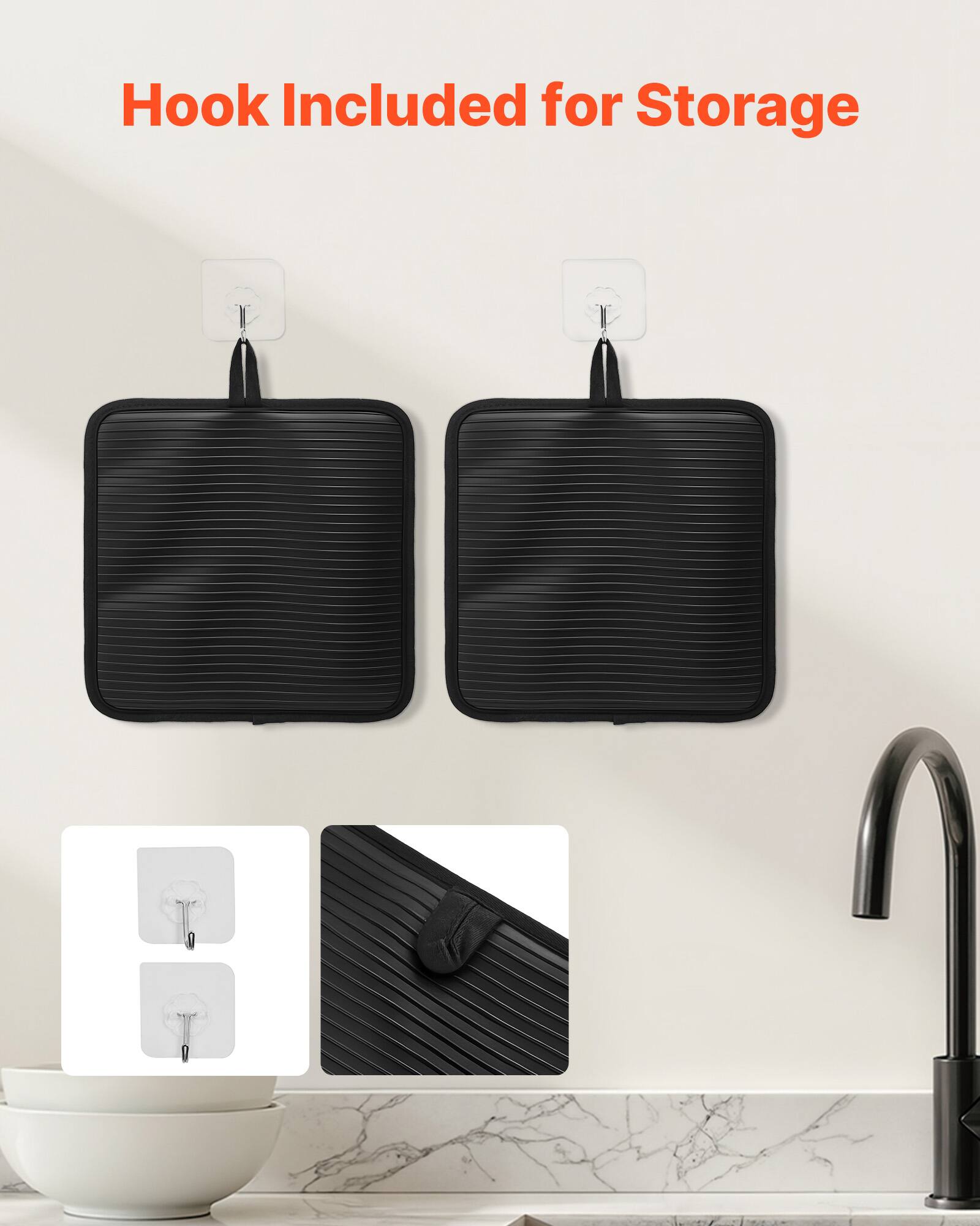 Hook Included for Storage