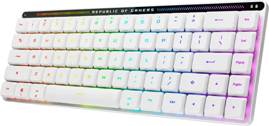 Esc / 1 D 2 # E $  E REPUBLIC OF GAMERS &  1 % A  7 8 9 O 5 tb E8 P9 FIO - - El + =  W Ins En Lock A T Q W E R T Y U I  P { I { ] Del R PiSc - SULk Ctr Caps - a " 1 Co A Z AR x H - S X D C F - V G  H Lantw N  - M  Alt  L e Fn :  ? Ctr Lisee PgUp Home PgDn End Mode Light Mode