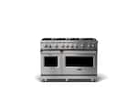 Front. Viking - 6.1 Cu. Ft. Professional 5 Series Freestanding Double Oven Liquid Propane Gas Convection 8 Burner Range - Stainless steel.