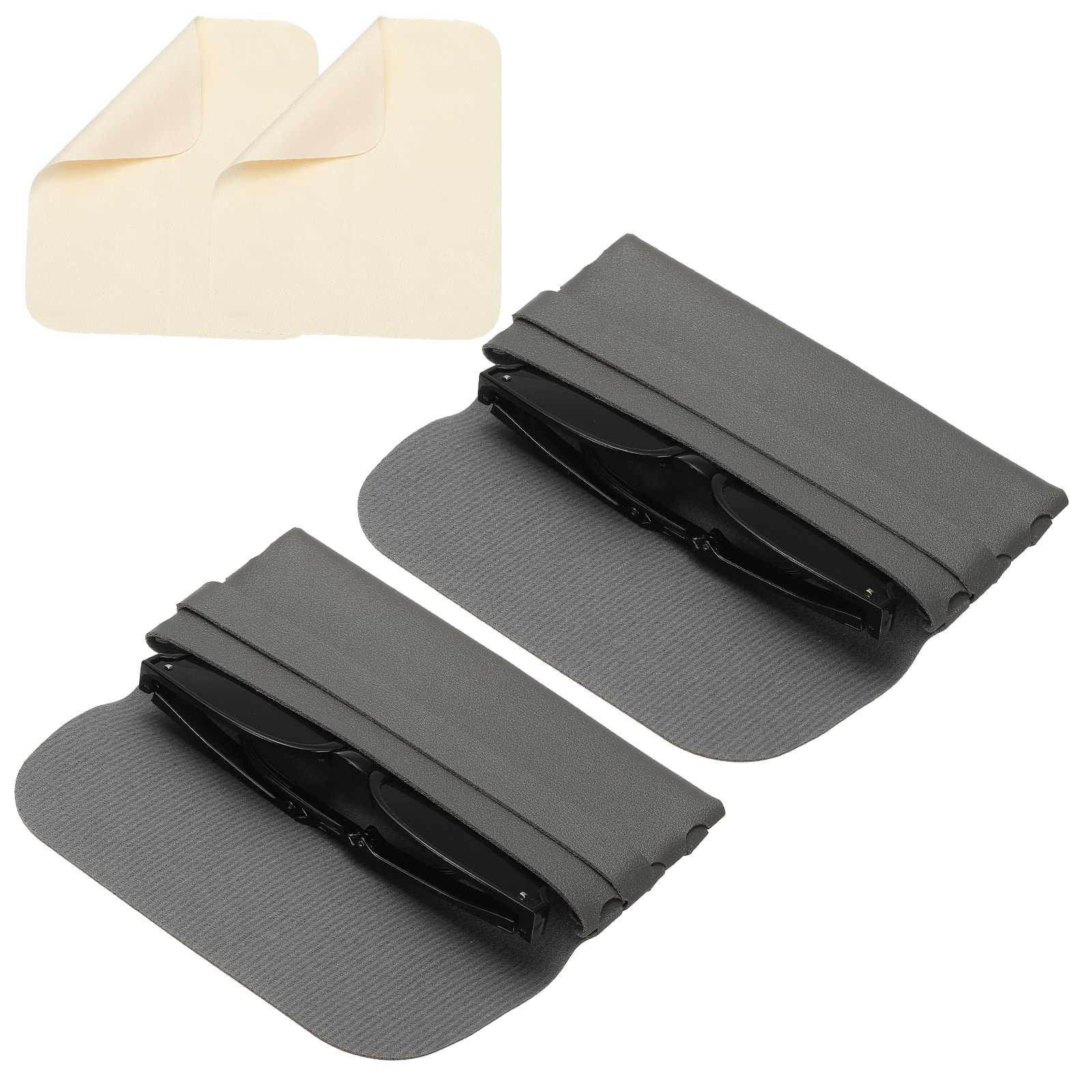 "Unique Bargains - 2pcs Soft Leather Eyeglass Case 6.7x3.1x1"" Reading Pouch with Cleaning Cloth - Gray" price history on PriceWatchPro