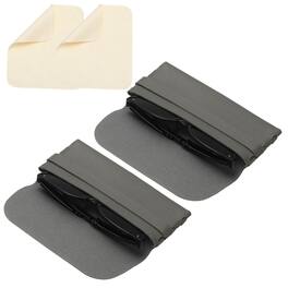 Unique Bargains - 2pcs Soft Leather Eyeglass Case 6.7x3.1x1" Reading Pouch with Cleaning Cloth - Gray