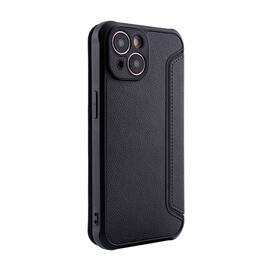 Reiko - Magnetic Wallet Leather Phone Case For Apple Iphone 15 In - Black