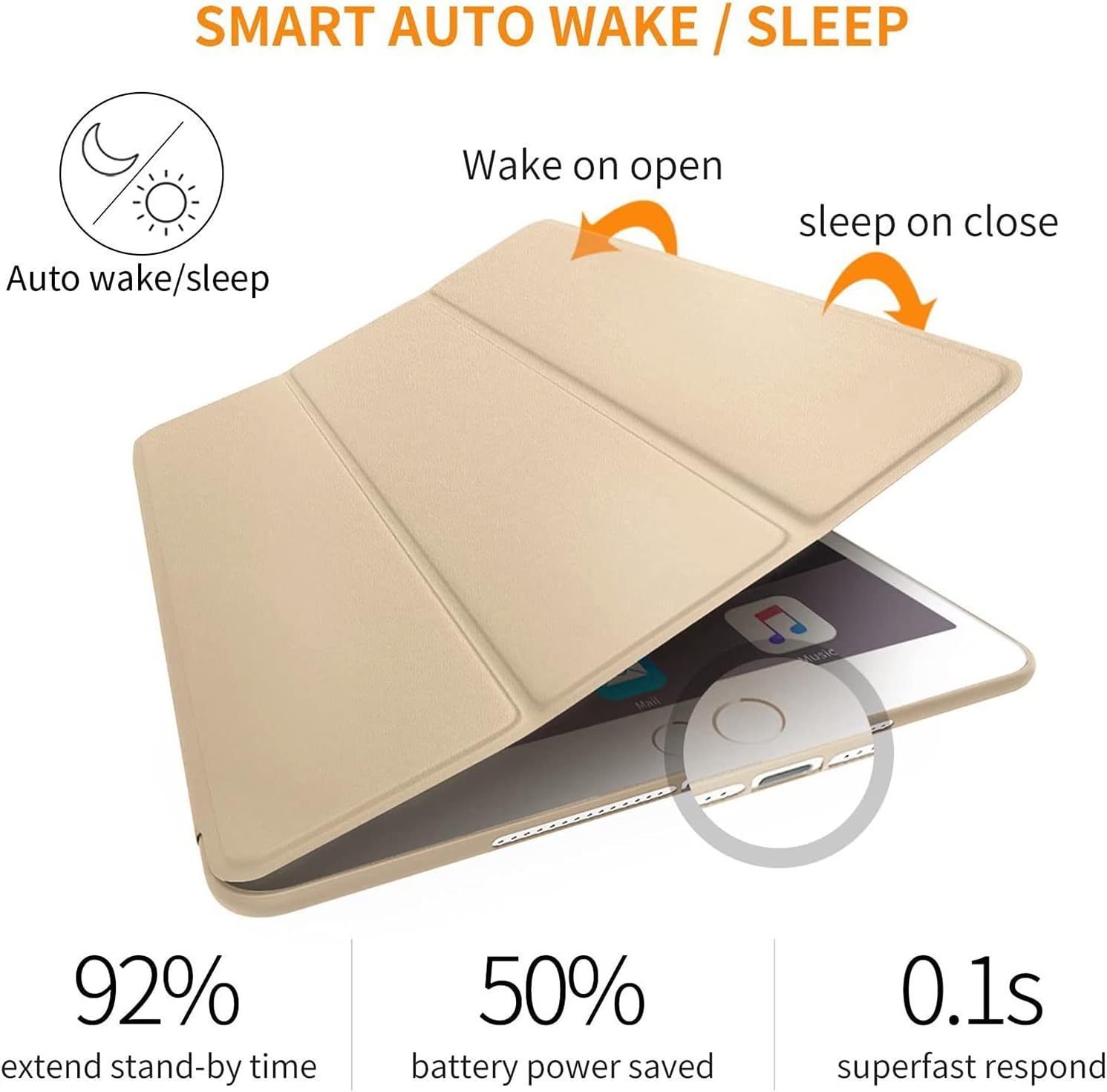 SMART AUTO WAKE / SLEEP

Auto wake/sleep
Wake on open
sleep on close

92% extend stand-by time
50% battery power saved
0.1s superfast respond