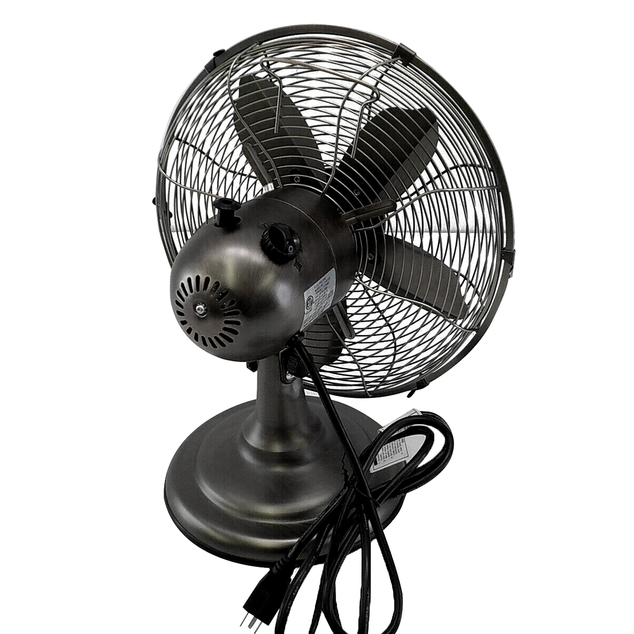 Alt View 2. Optimus - Optimus 12 Inch Retro Oscillating Table Fan with Oil Rubbed Bronze Finish - Bronze.