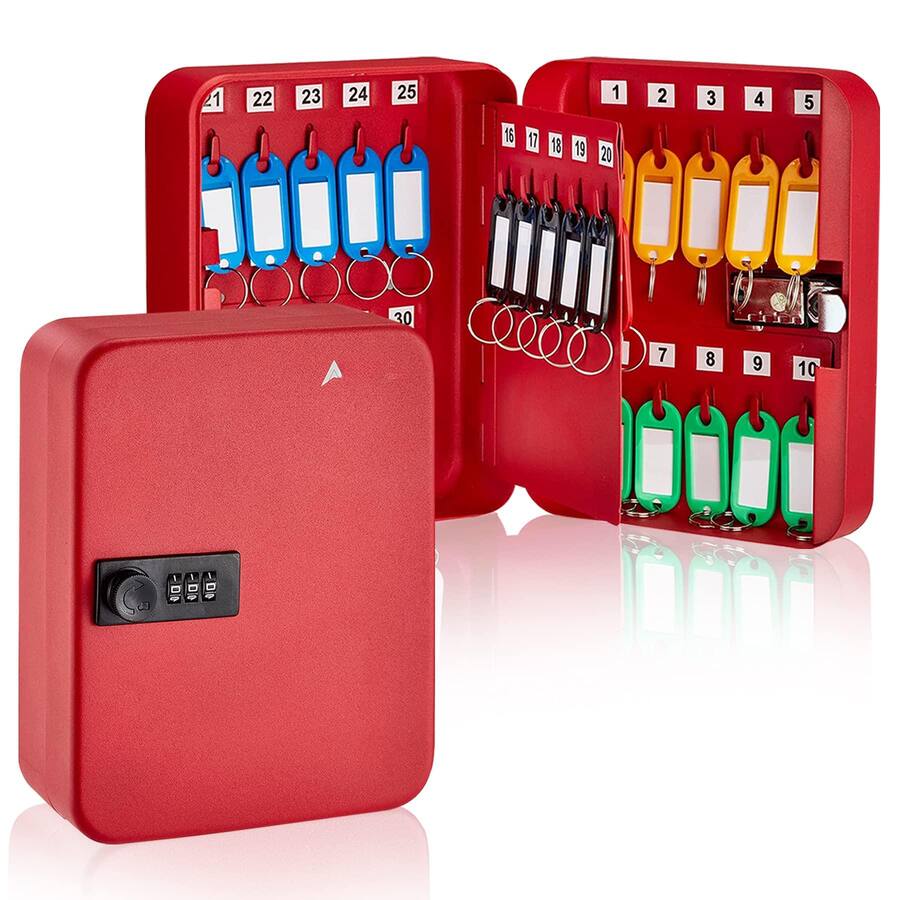 Key Retainer Box Reds Spade AdirOffice Key Lock Box 48 Hook Wall Mounted Key Cabinet ...