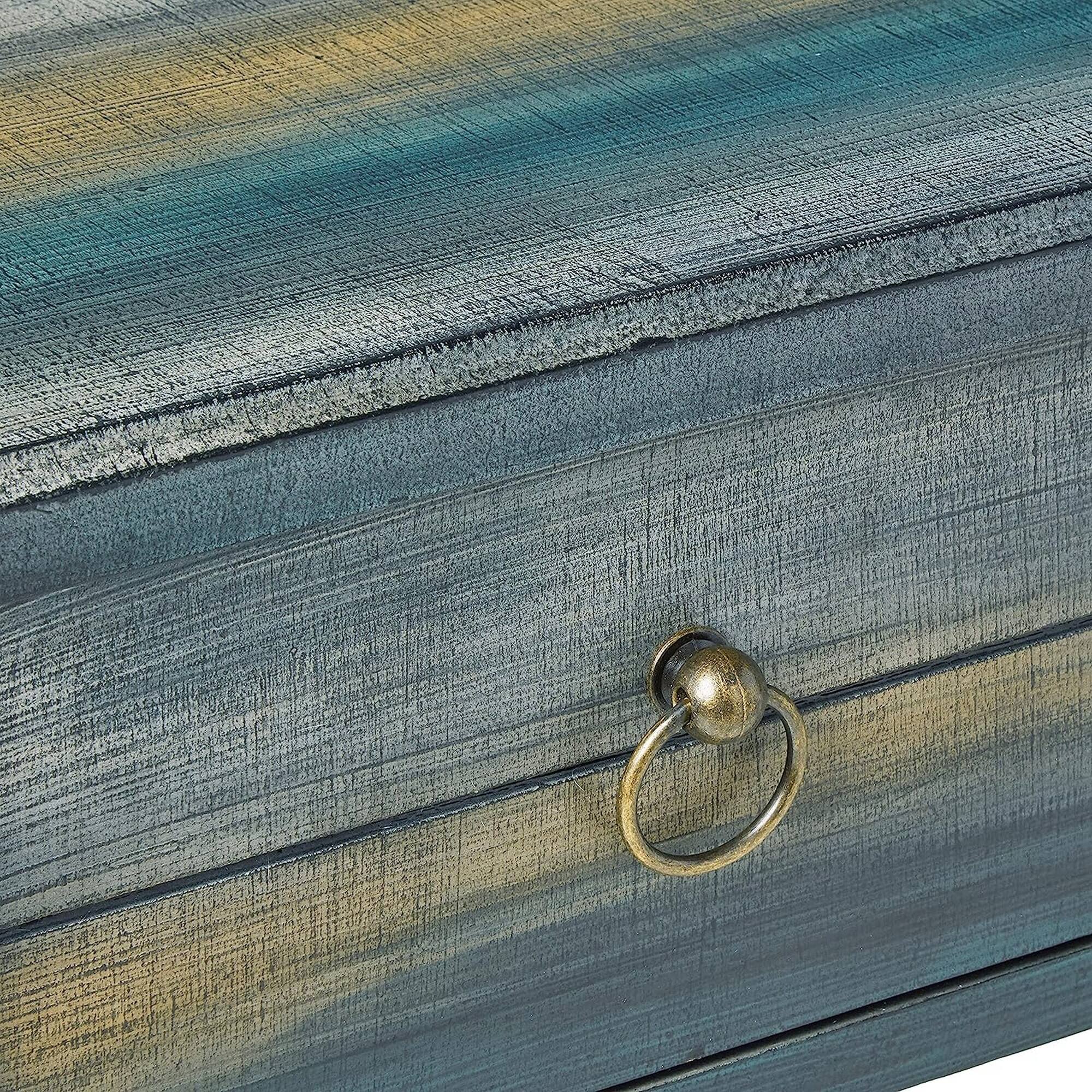 Back. Manhattan Lane - Glancio Beautiful Console Table - Antique White & Teal.