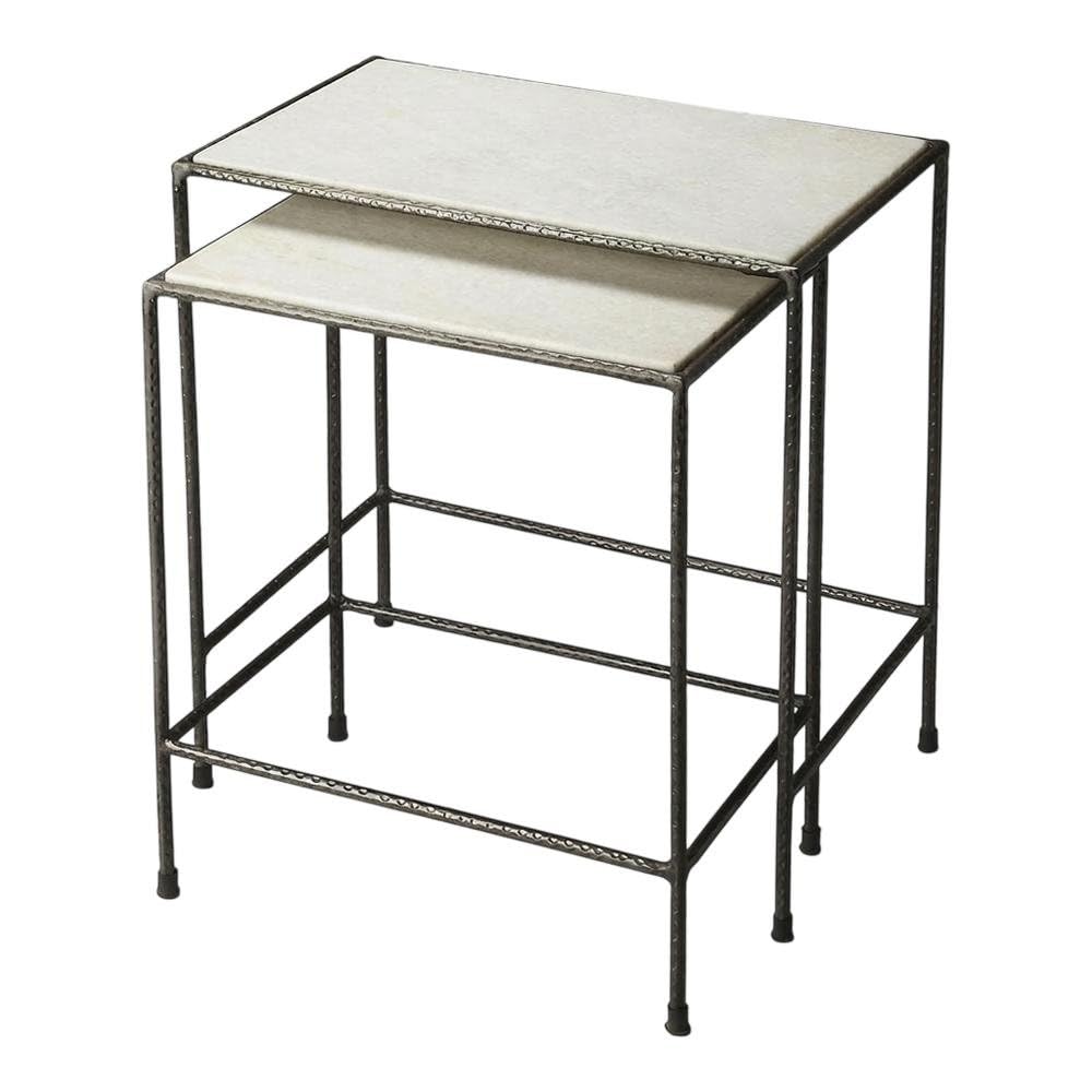 Back. Starlight Canyon Home - Marble Top Nesting Tables Set of 2 - Black,Black And White.