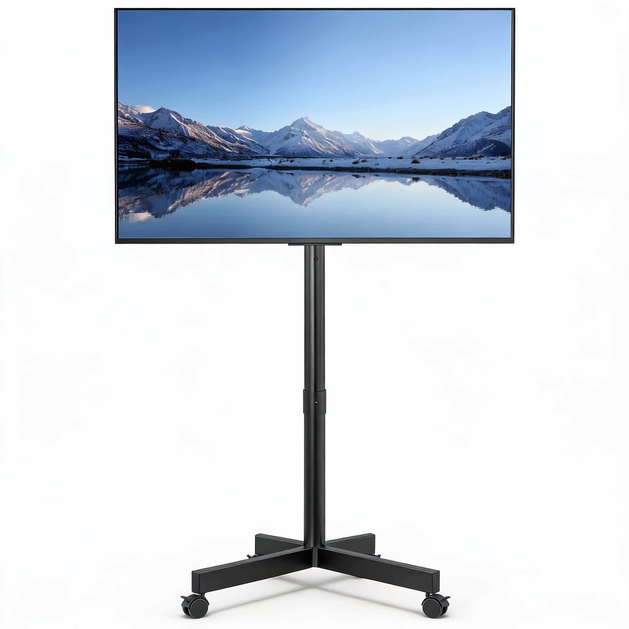 Frangdom - White Mobile TV Stand 13-55" -10°/+15° Tilt 77 lbs 400x400 VESA - Black