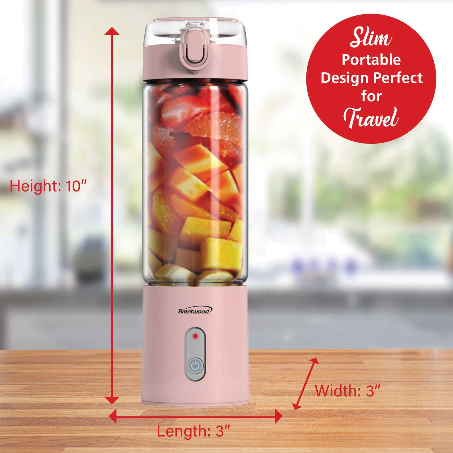 Slim Portable Design Perfect for Travel  
Height: 10"  
Width: 3"  
Length: 3"