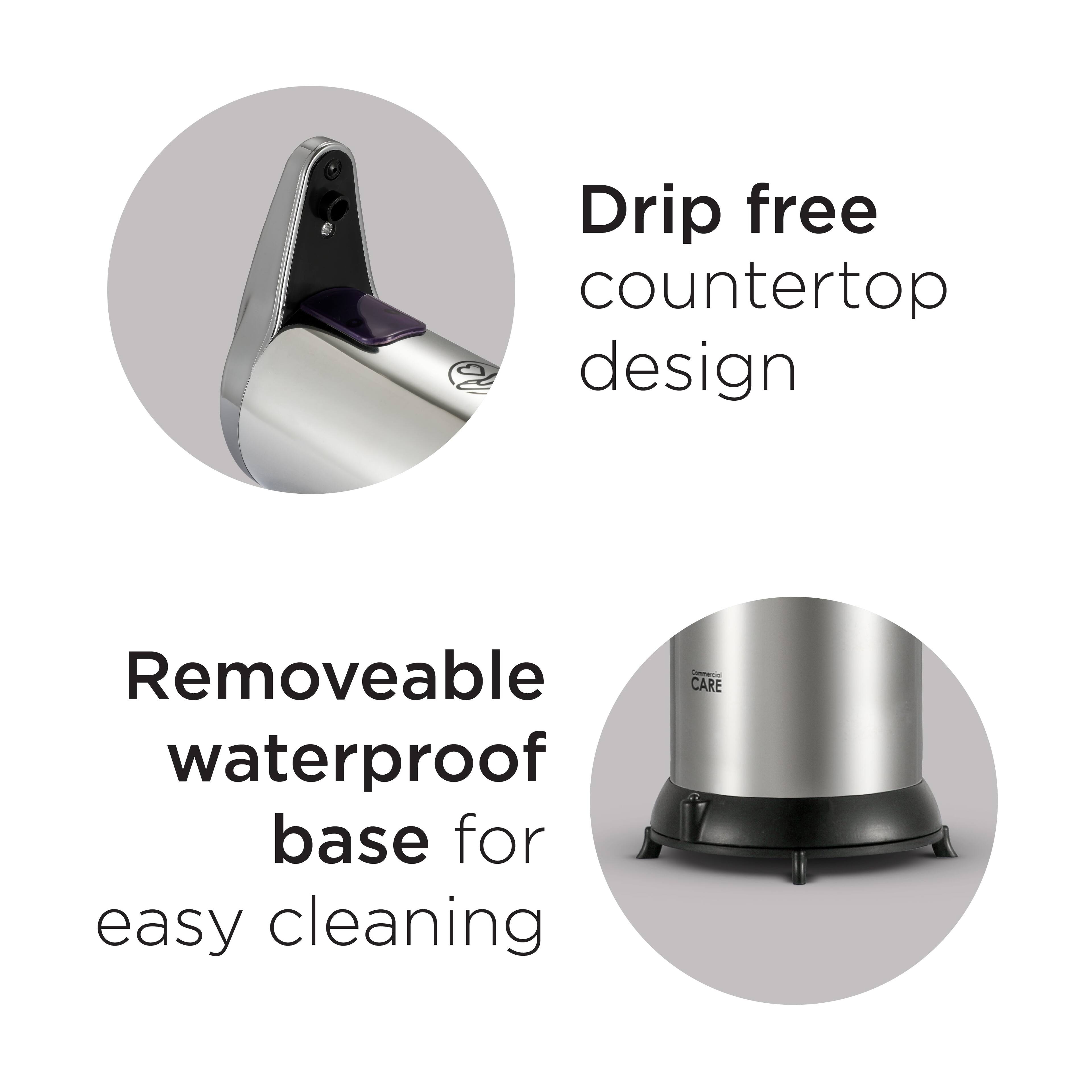 Drip free countertop design
Removeable waterproof base for easy cleaning