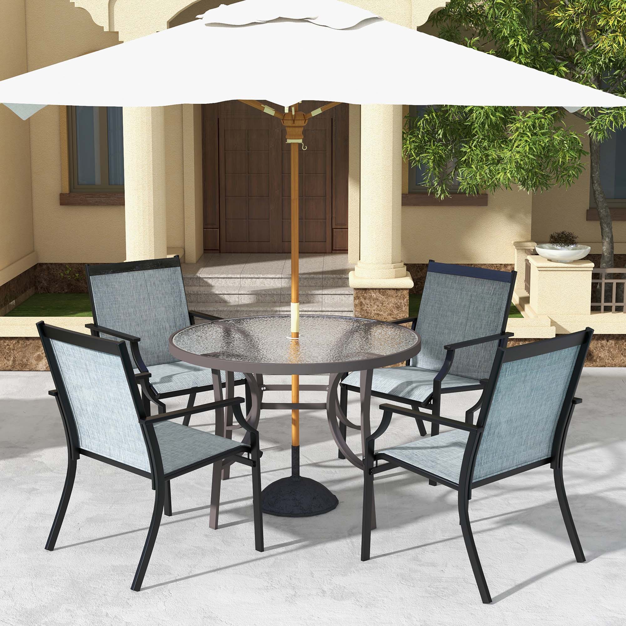 Alt View 2. Costway - Costway 2 Piece Patio Dining Chairs Large Outdoor Chairs with Breathable Seat & Metal Frame - Blue.