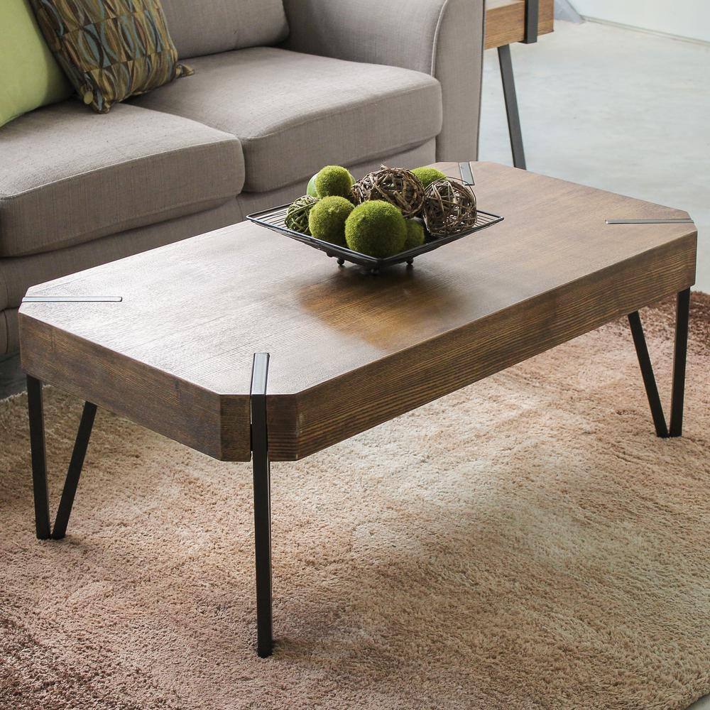 Angle. International Caravan - International Caravan Hamburg Contemporary Contemporary MDF/Metal Coffee Table - Canyon Oak Wood Veneer.