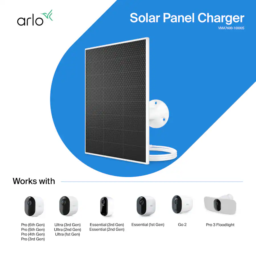 Arlo Mountable Solar Panel Charger, 2025 Release White VMA7600