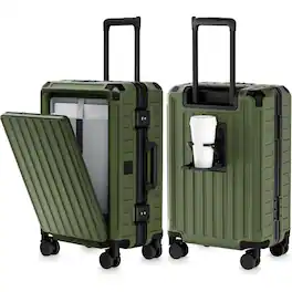 LUGGEX - 21 Inch Carry On Luggage, Aluminum PC Hardside Front Opening Zipperless Suitcase SF81 - ZX-Pro - Green