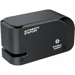 Business Source - Electric Stapler - Holds Upto 105 Staple - Half Strip - 2 x AA - Black